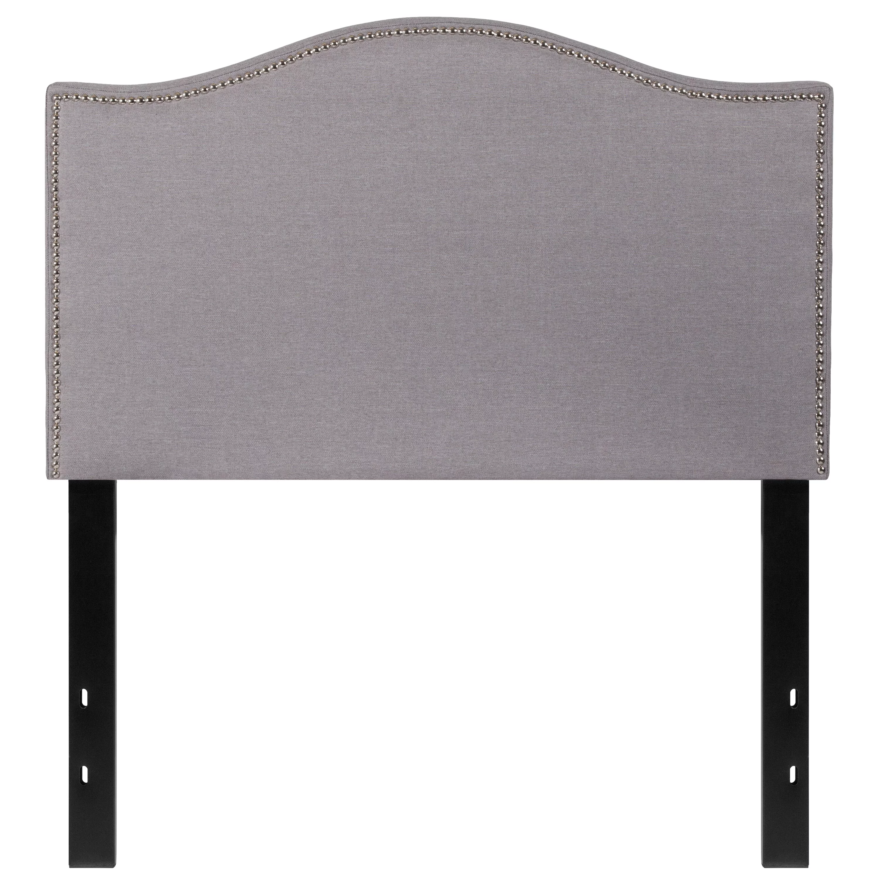 BSD National Supplies Regal Twin Size Light Grey Fabric Headboard with Nailhead Trim