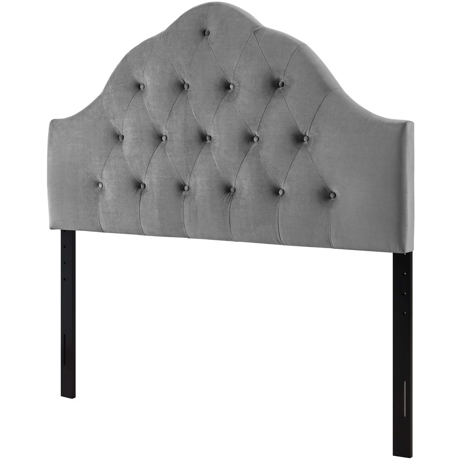 Contemporary Modern Urban Designer Bedroom Full Size Tufted Headboard, Velvet Fabric, Grey Gray