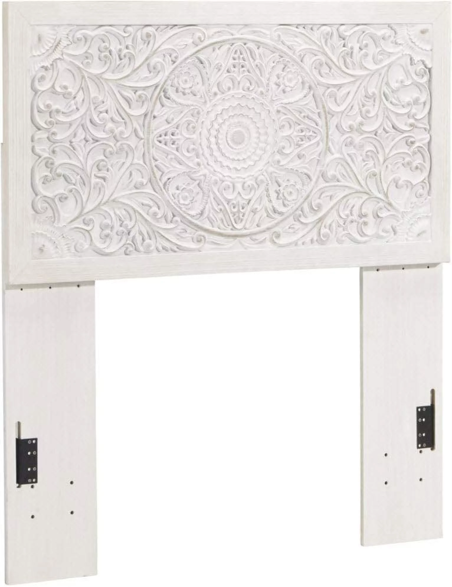 YGDU Paxberry Twin Boho Headboard, Distressed White