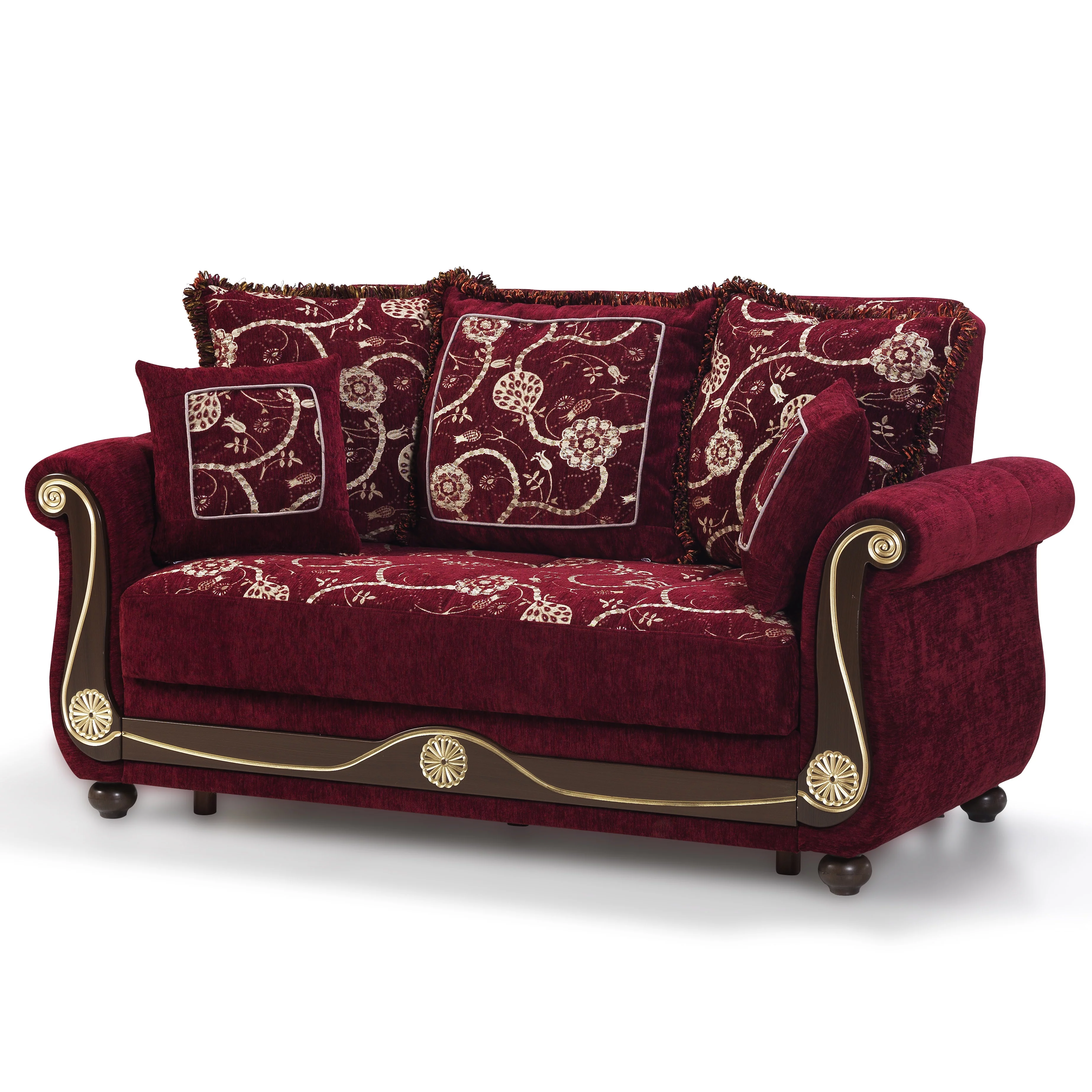 Ottomanson Patriot Sleeper Loveseat, Burgundy Chenille