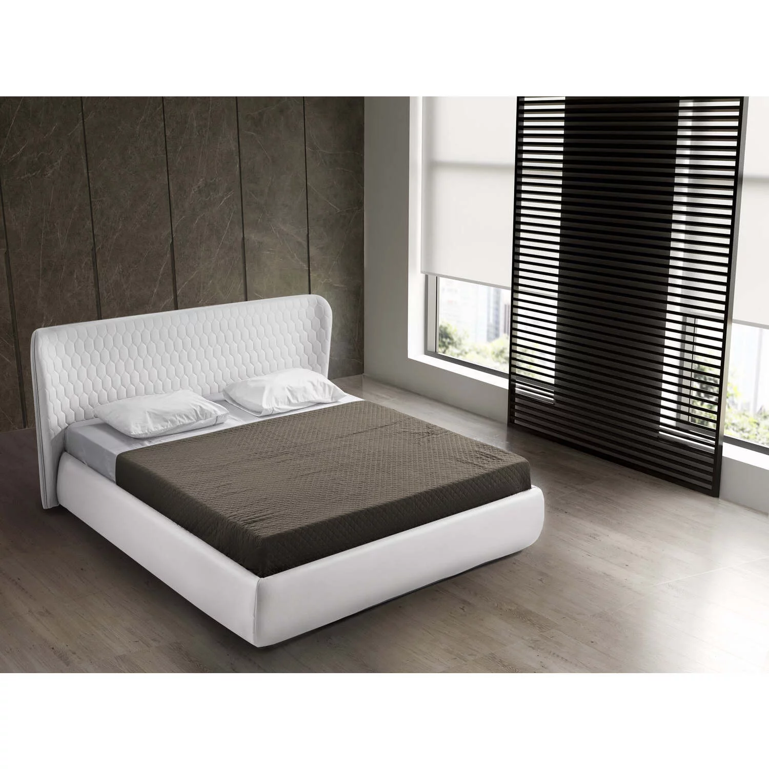 Casabianca Home Agoura king storage bed in white pu leather.