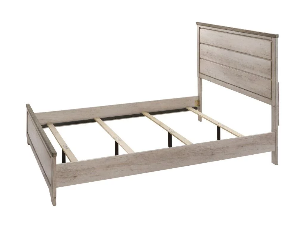 Rustic Style 1pc Full Size Panel Bed Decking Headboard Desing Beige Finish Wooden Bedroom Furniture