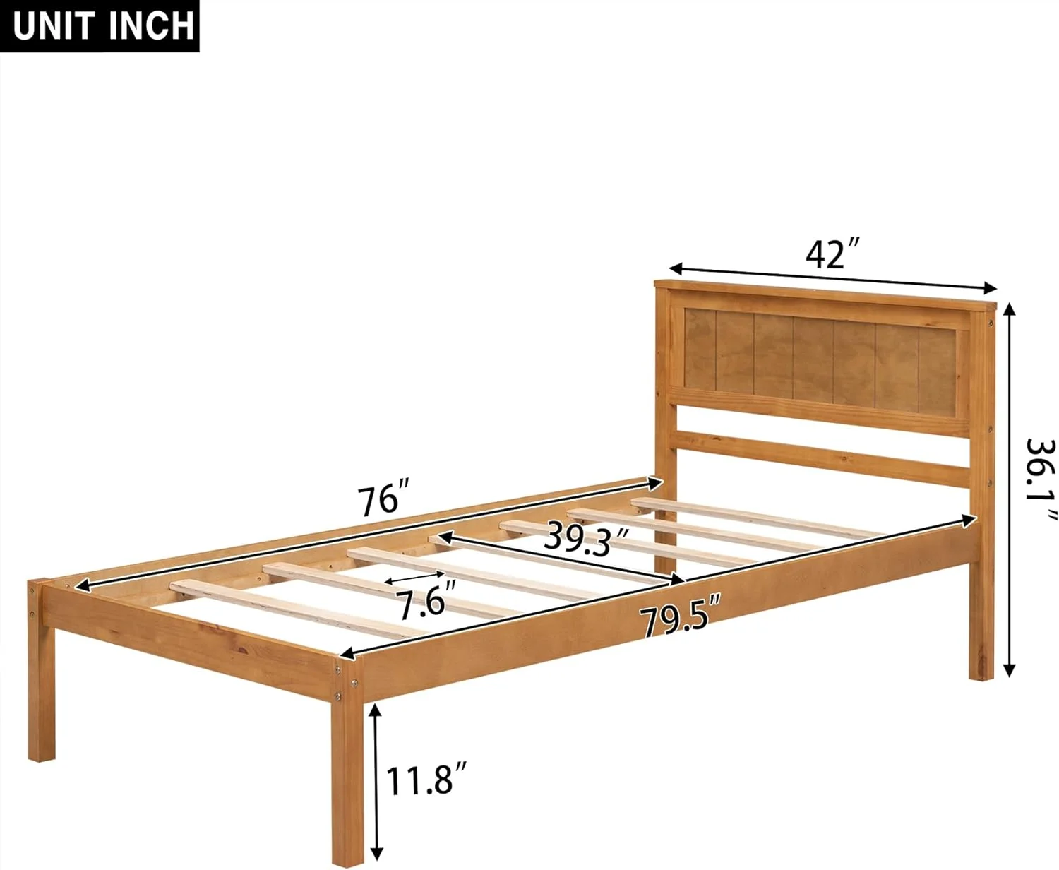 Size Platform Bed Wood Bed Frame, Platform Bed Frame With Headboard, Bed Frame With Wood Slat Support, o Box Sprig eeded, Oak