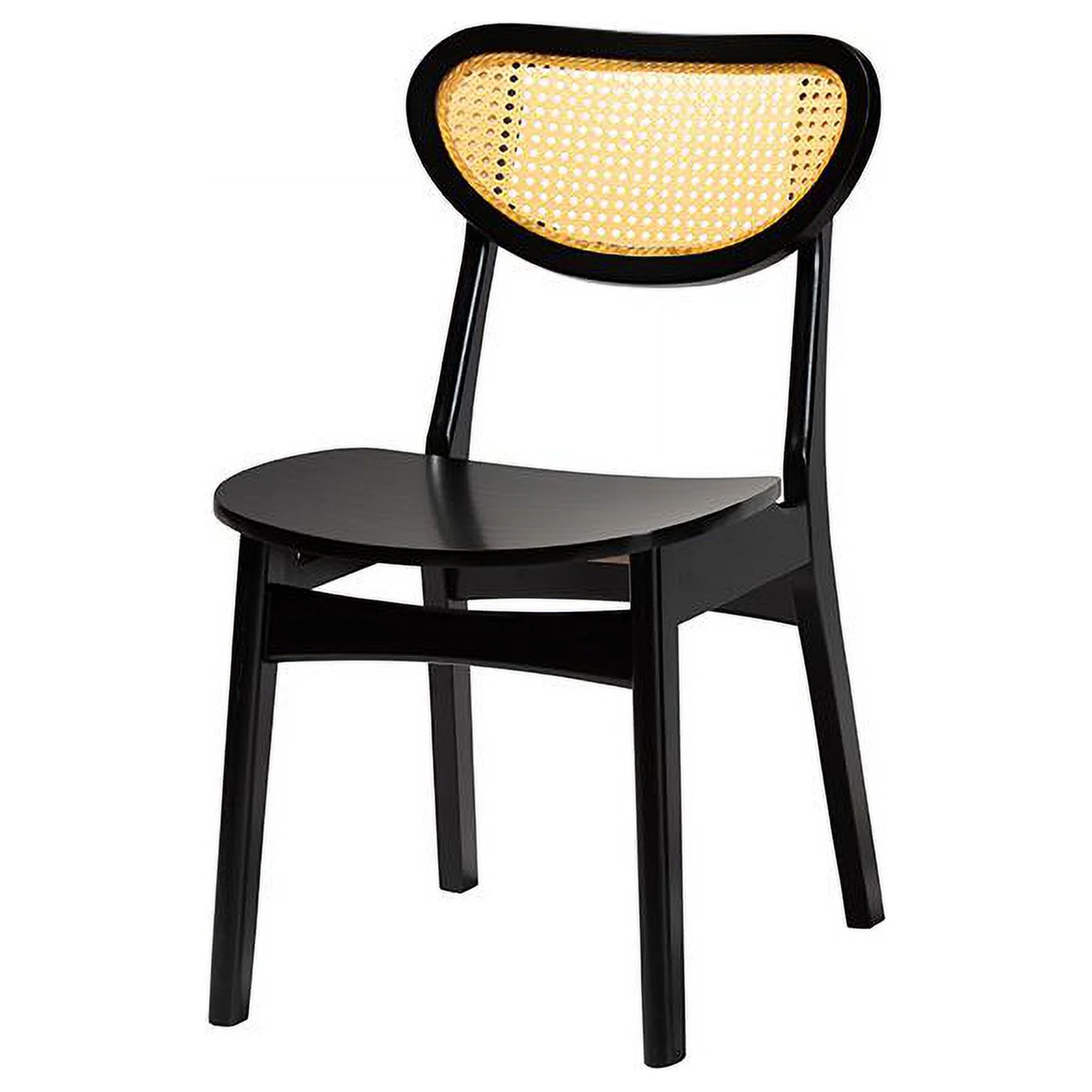 Baxton Studio Giuliana Mid-Century Modern Dark Brown Finished Wood and Woven Rattan