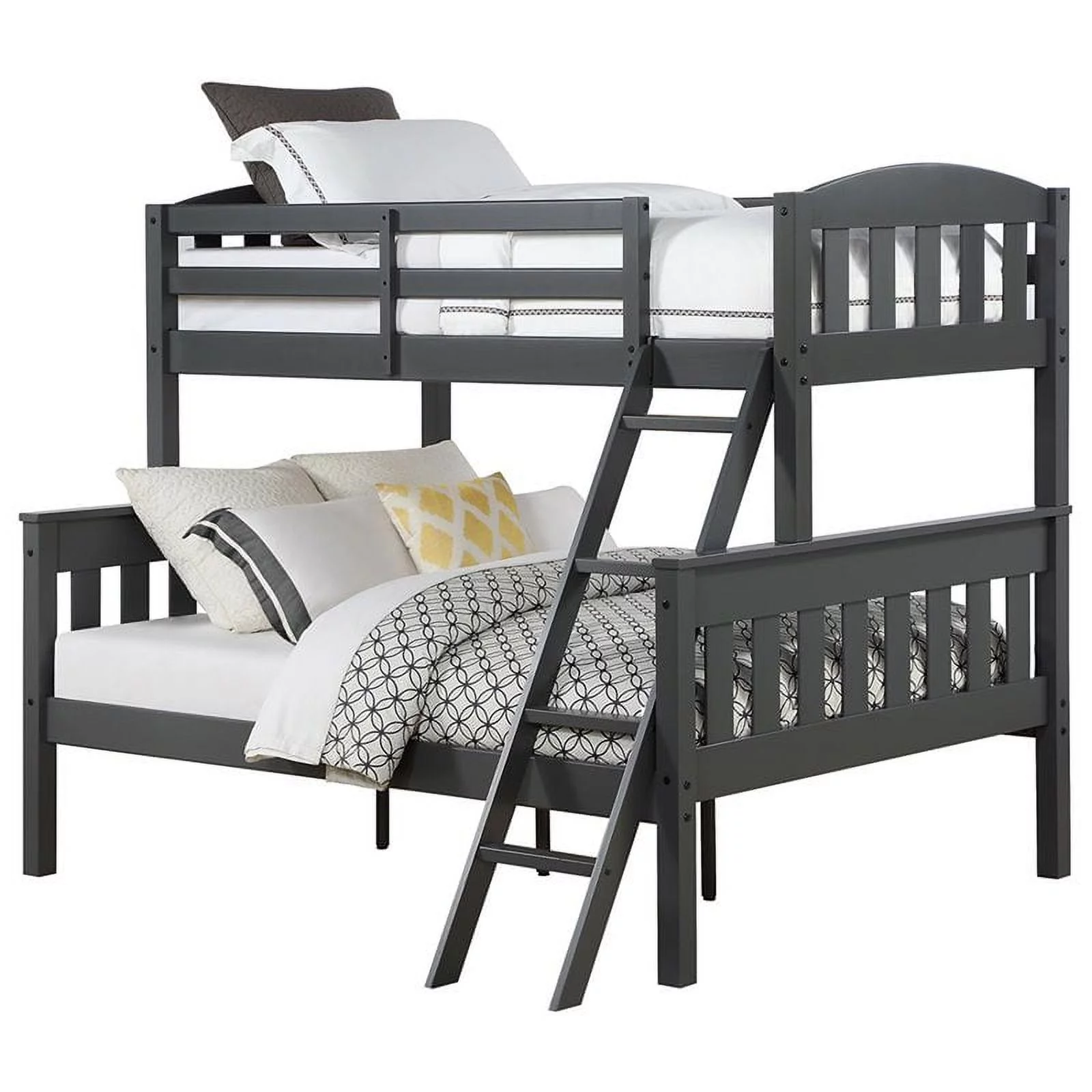 Dorel Living Airlie Wood Twin Over Full Bunk Bed in Slate Gray