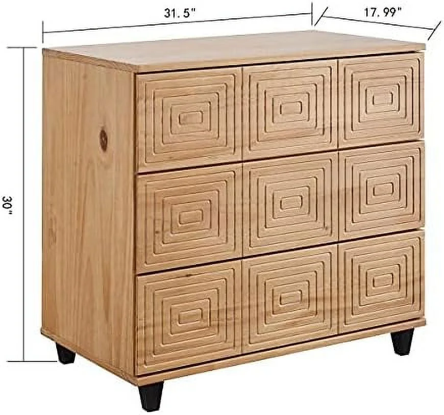 HBBOOMLIFE Solid Wood 3 Drawer Dresser/Nightstand for Bedroom-Mix Color Modern Chests of Drawers  3 Tier  Organizer for Hallway/Entryway Stylish Dressers  Side Table for Bedroom Living Ro