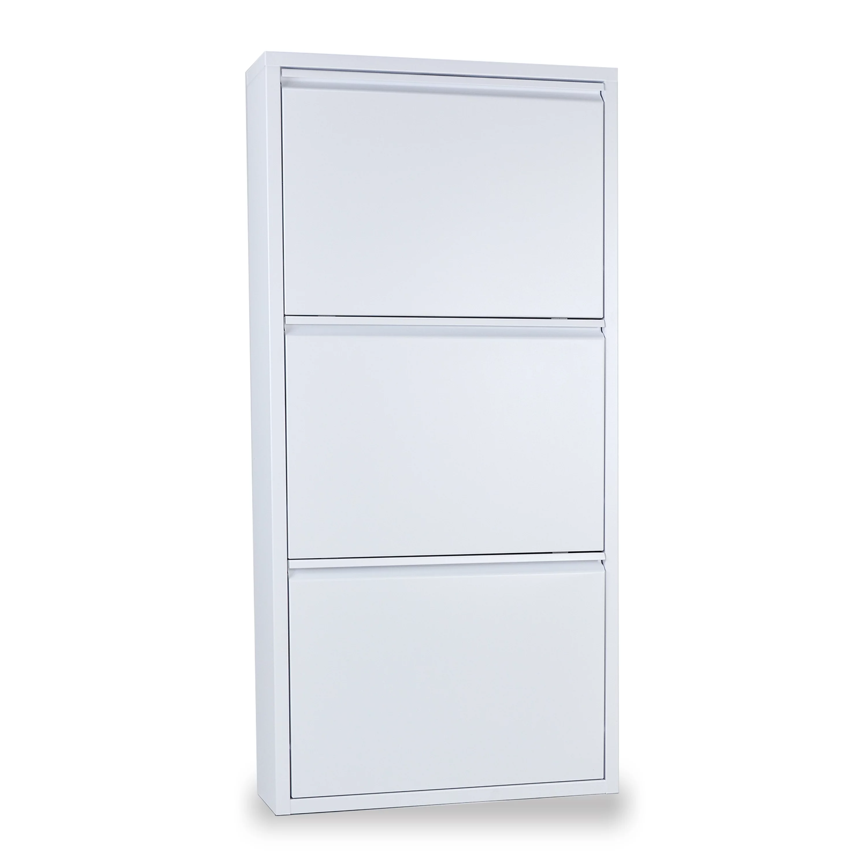 SLIMLINE Metal Shoe Cabinet, 3 Drawer, 41x20x6