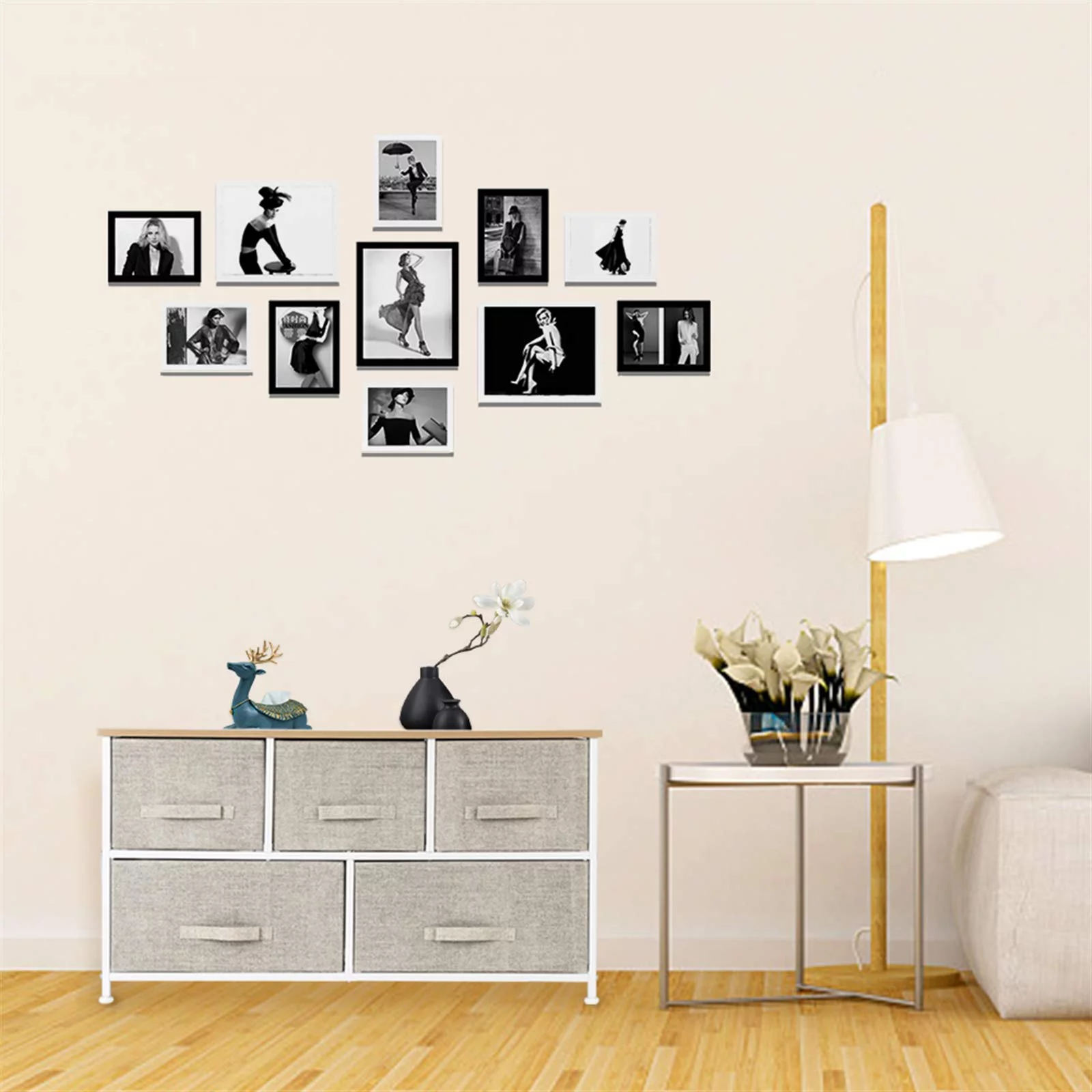 5 Drawer Dresser Organizer, Fabric Dresser Storage Tower, 2-Tier Wide Closet Dresser, Multi-use Organizer Unit for Closets, Bedroom, Dorm Room, Living Room, Hallway, Linen/Natural