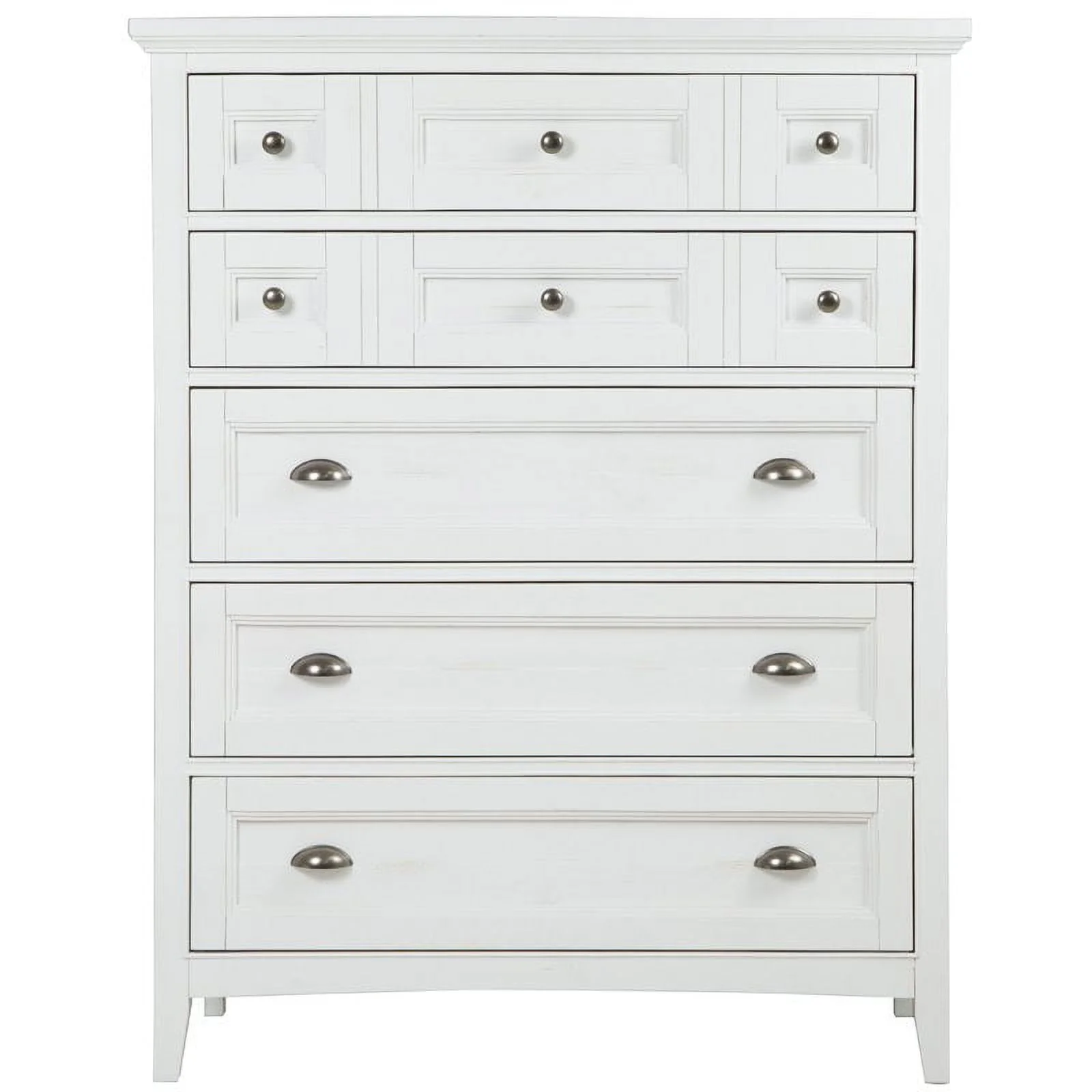 Bowery Hill Modern Wood Relaxed Traditional Soft White 5 Drawer Chest