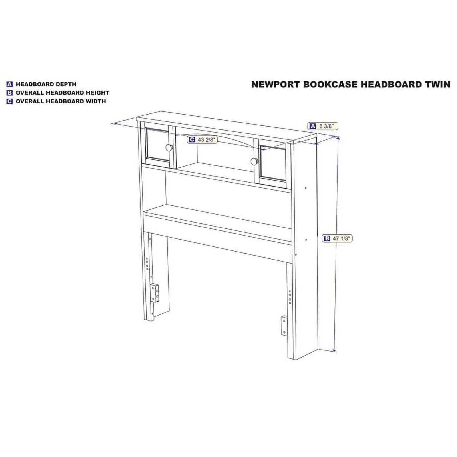 Newport Bookcase Headboard in Multiple Colors and Sizes