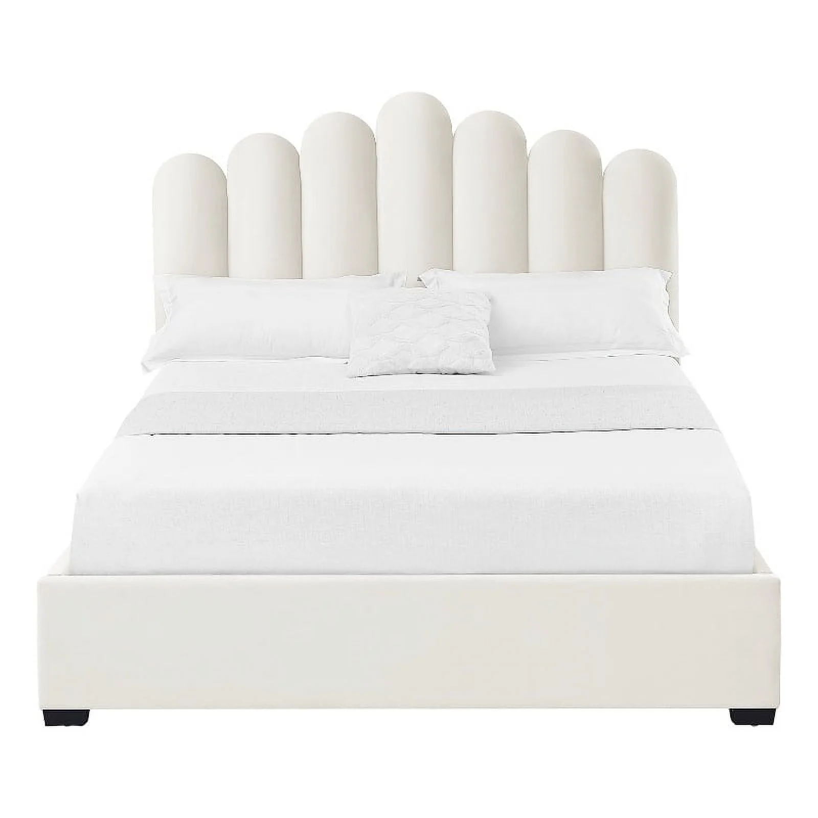 Posh Living Delani Velvet Full Platform Bed Ivory