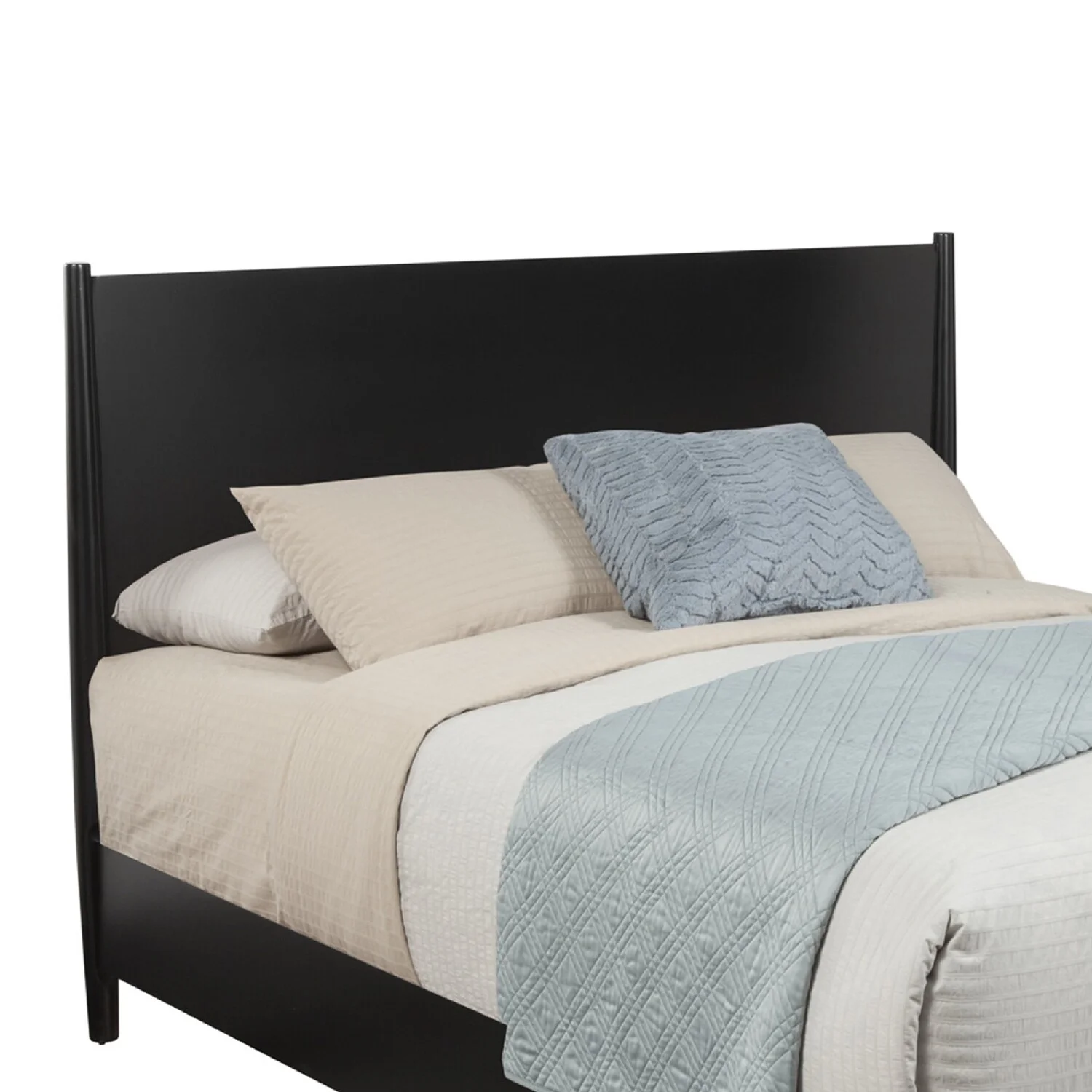 Benjara Queen Platform Bed with Panel Headboard, Black