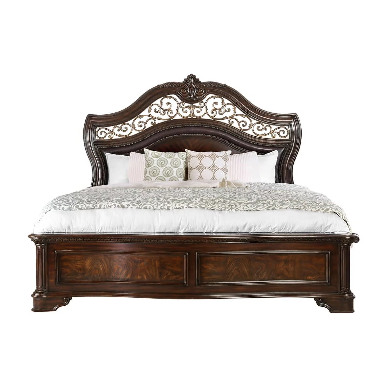 Furniture of America Jordan Wood Queen Panel Bed in Brown Cherry