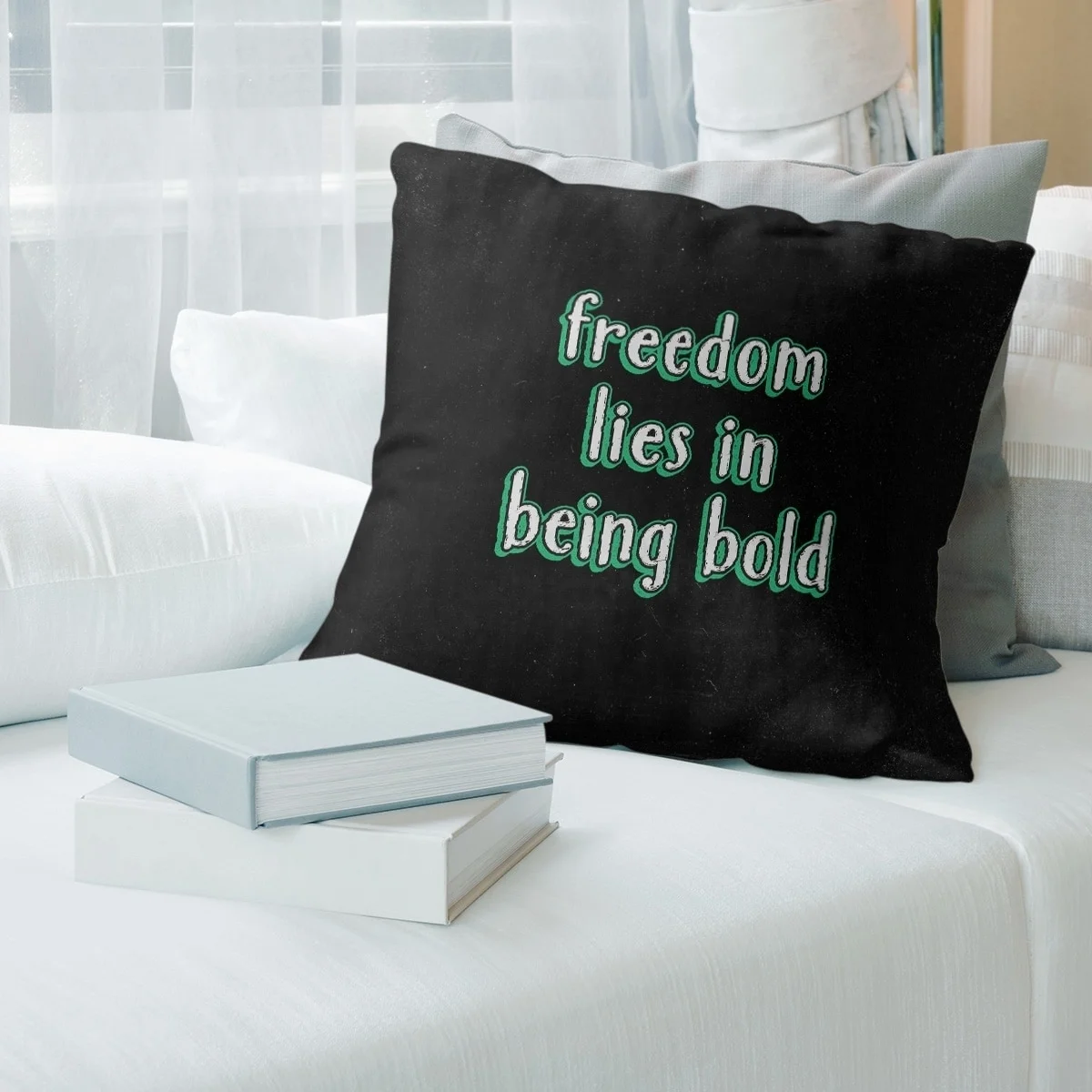 ArtVerse Quotes Be Bold Inspirational Quote Chalkboard Style Pillow (w/Rmv Insert)-Spun Poly 18 x 18 Large