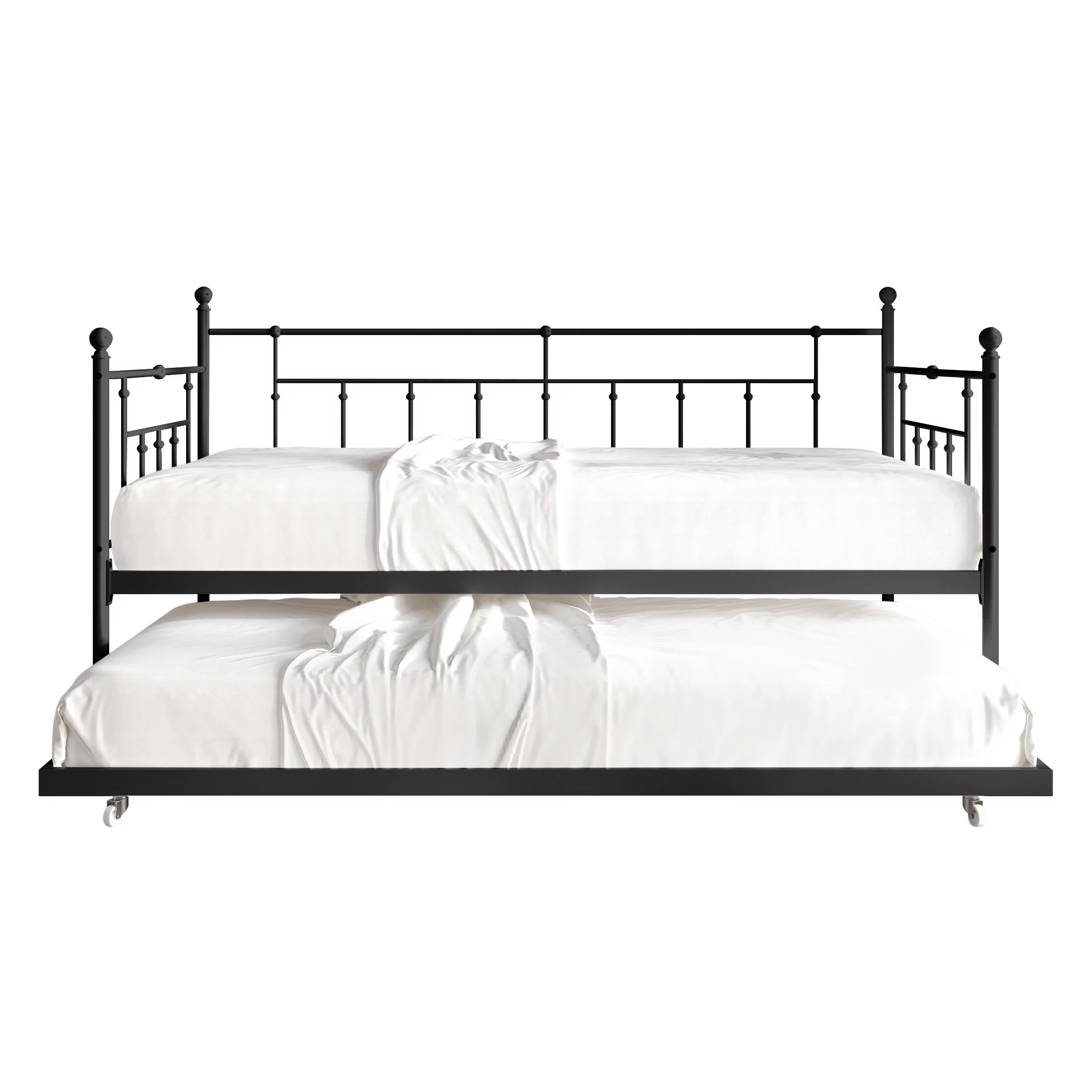 CraftPorch Classic Victorian Metal Twin Daybed with Trundle Black