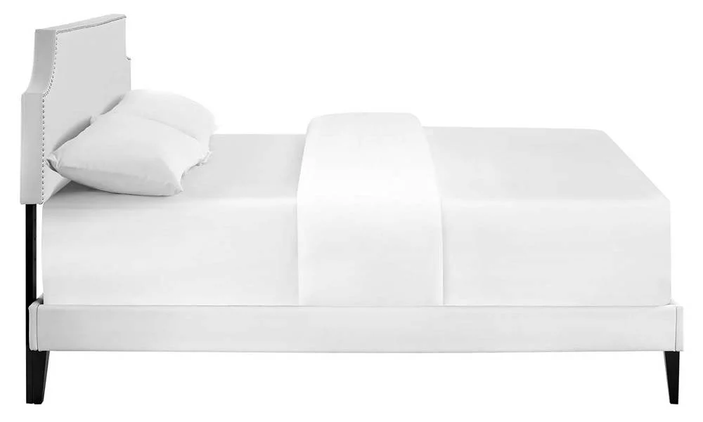 Modway Corene Faux Leather Full Platform Panel Bed in White