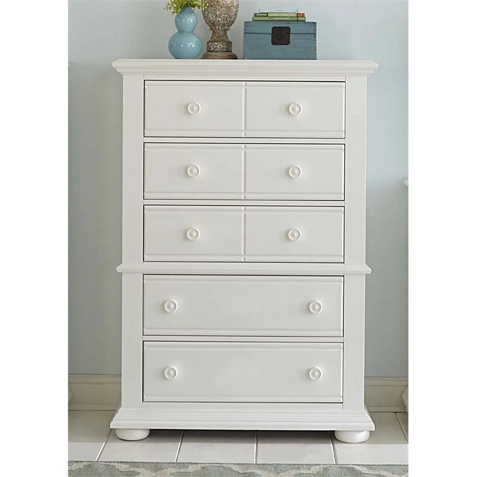 Home Square 2-Piece Set with Summer House Queen Panel Bed & 5-Drawer Chest