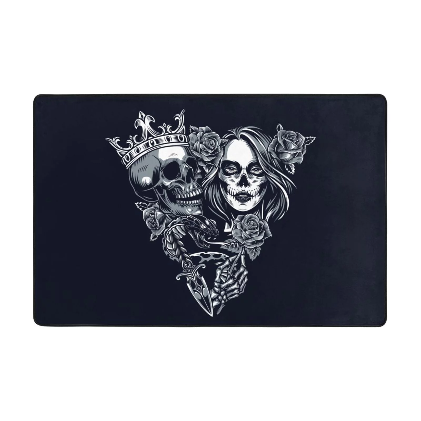 XMXT Indoor Area Rug Mat, Skeleton King Beauty Print Non-Slip Polyester Bedroom Rugs for Living Room Home Decor, 72 x 48 inches