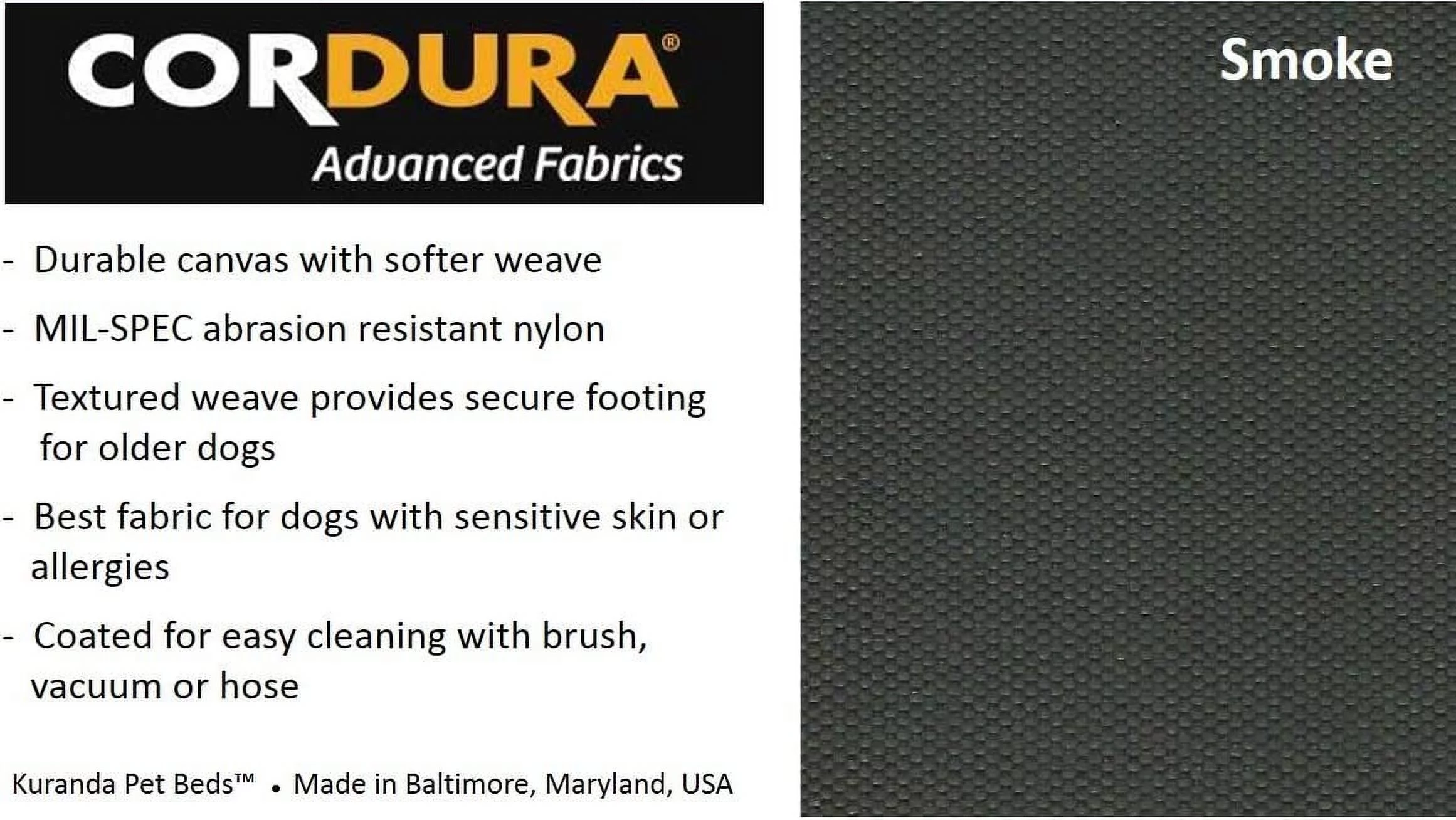 Kuranda Orthopedic Outdoor Chewproof Elevated Dog Bed w/ Almond PVC Frame, Large, Smoke