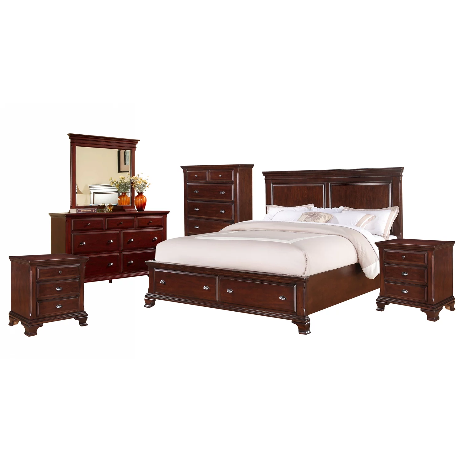 Picket House Furnishings Brinley Cherry King Storage 6PC Bedroom Set
