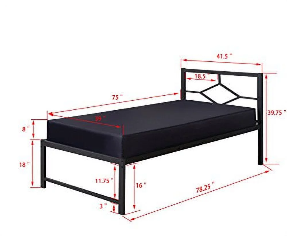 Kings Brand Furniture Black Metal Twin Size Day Bed (Daybed) Frame with Pop Up Trundle