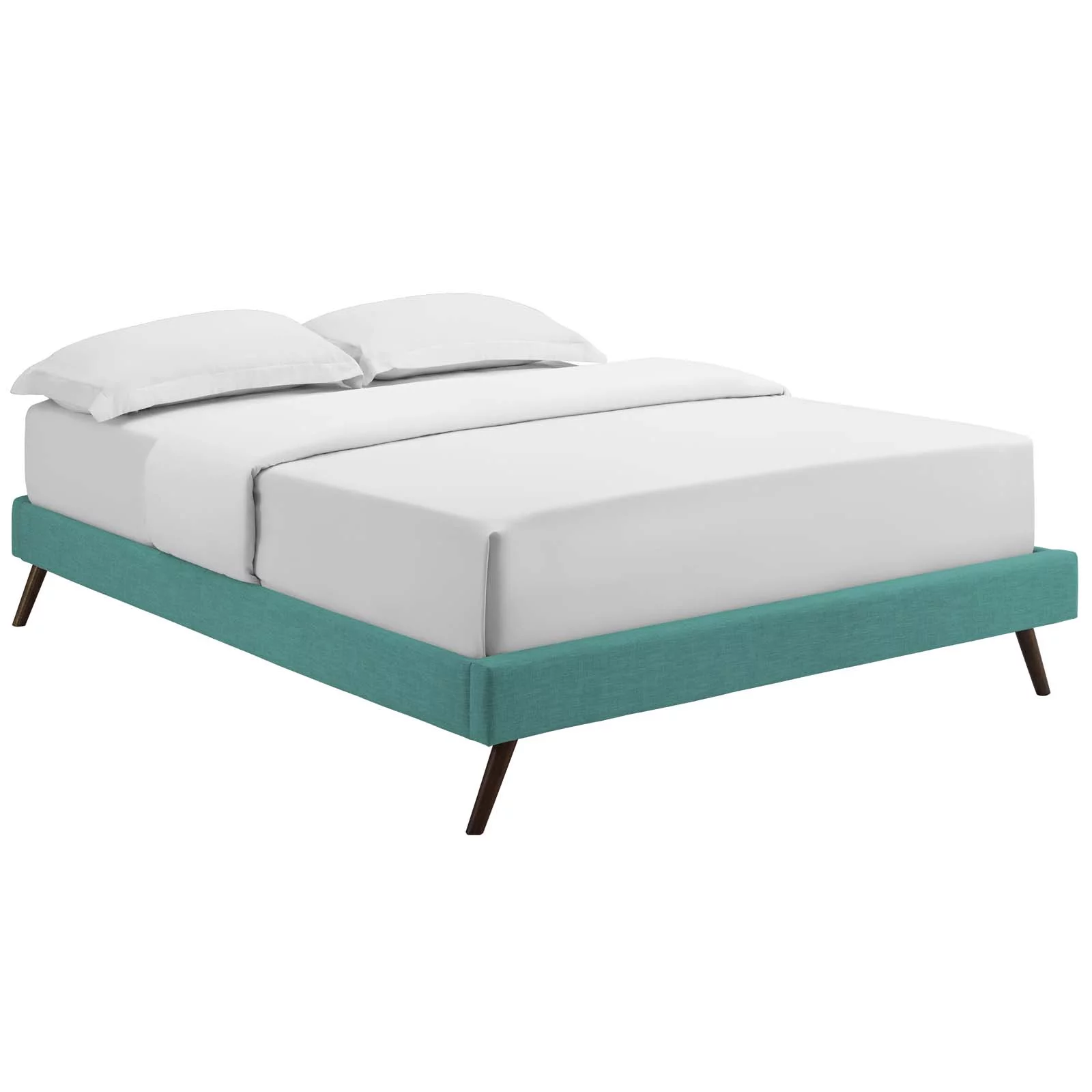 Modway Loryn King Fabric Bed Frame with Round Splayed Legs in Teal
