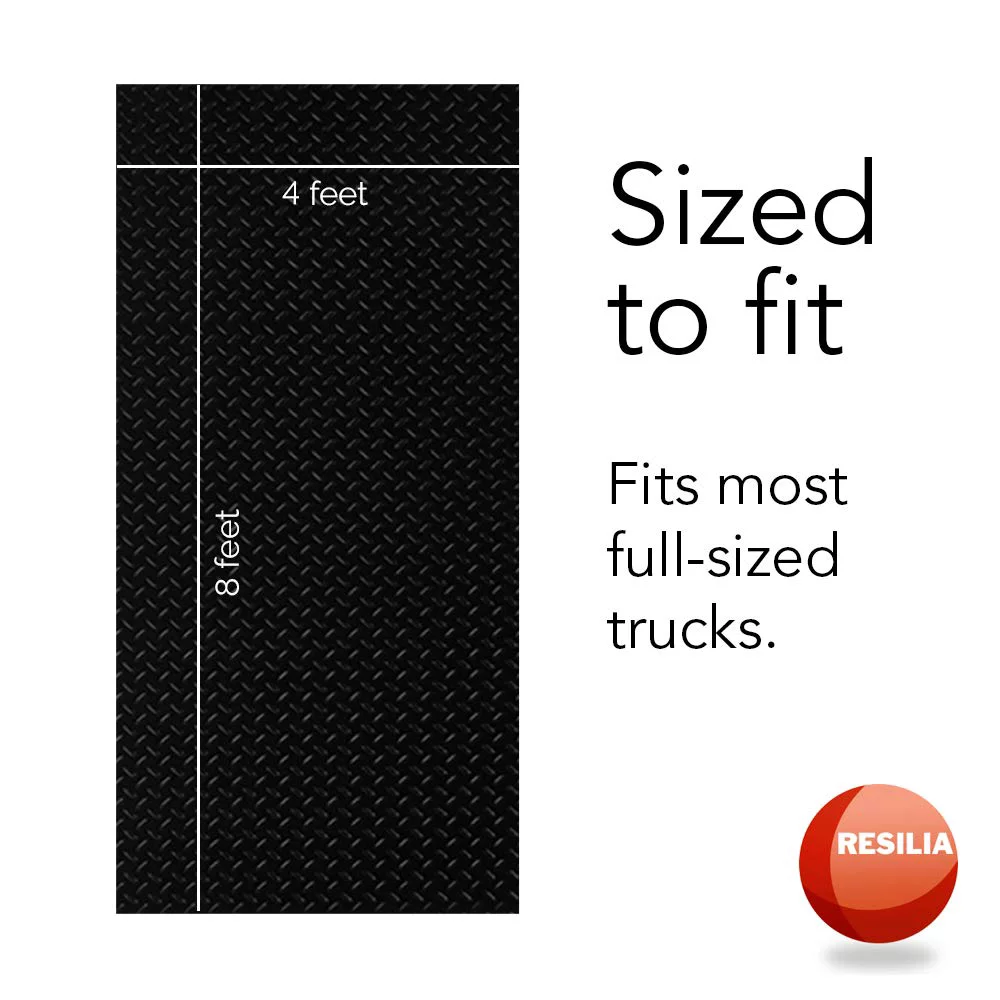 Resilia Truck Bed Mat Liner - For Trucks, Vans, & SUVs, 4' x 8', Black