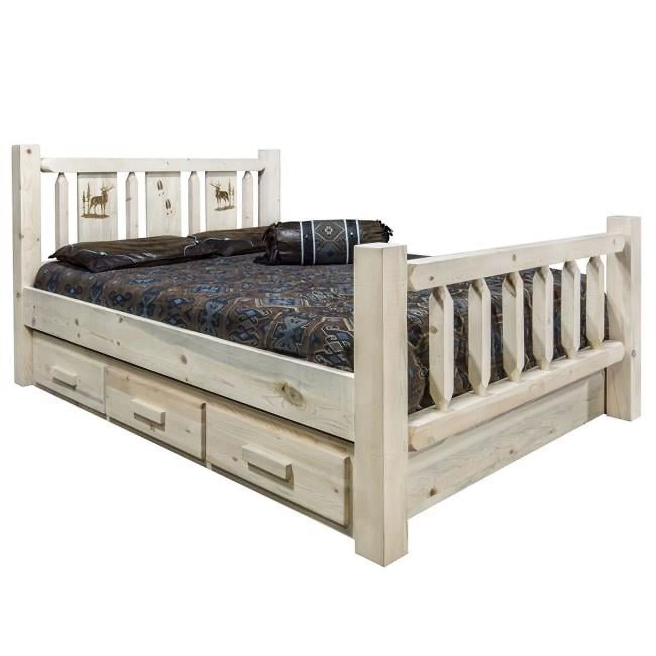 Montana Woodworks Homestead Pine Wood Twin Storage Bed in Natural
