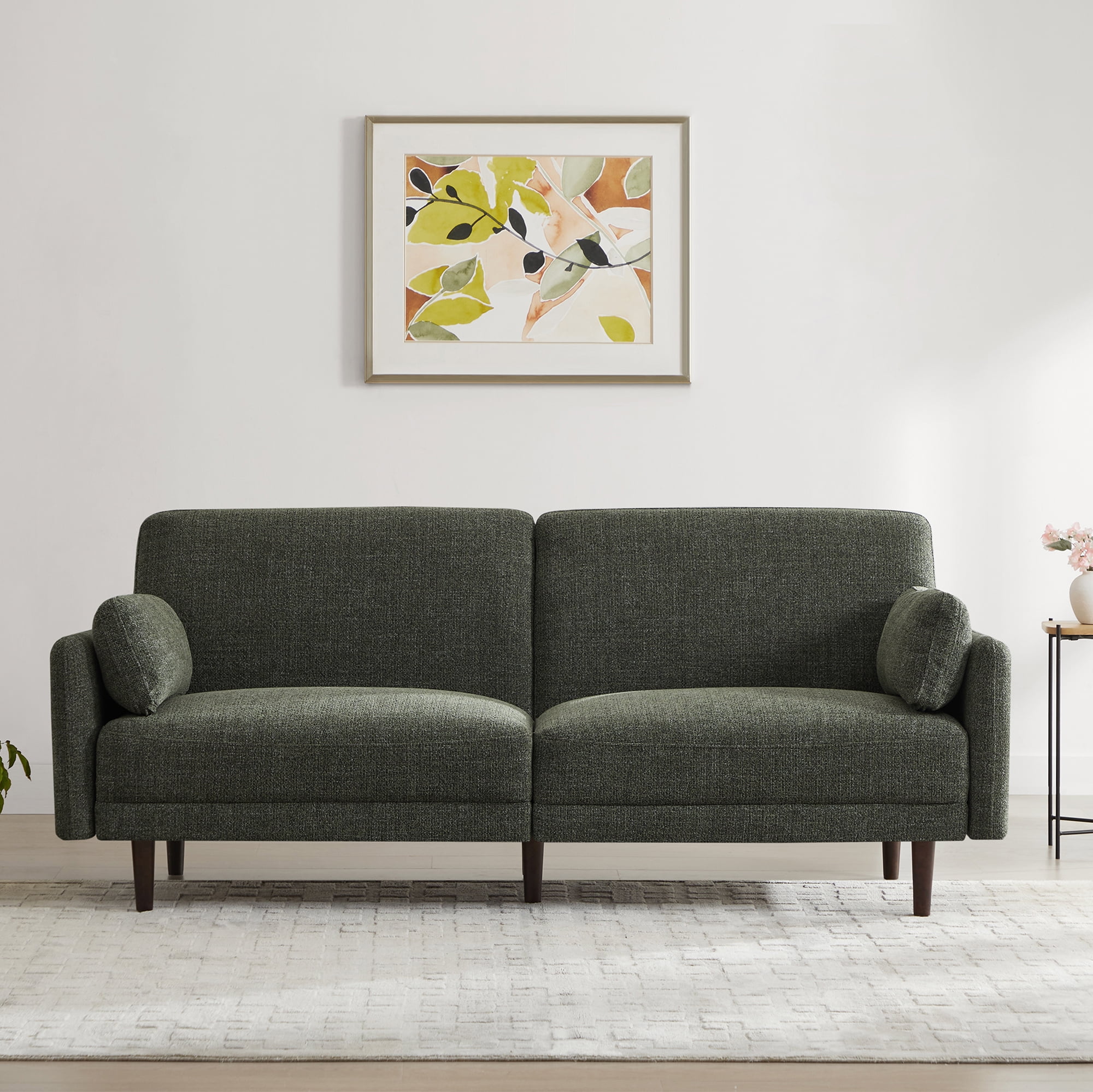 CHITA Mid-Century Modern Sofa, Fabric Couch for Living Room with Solid Wood Leg, 73''W, Olive Green