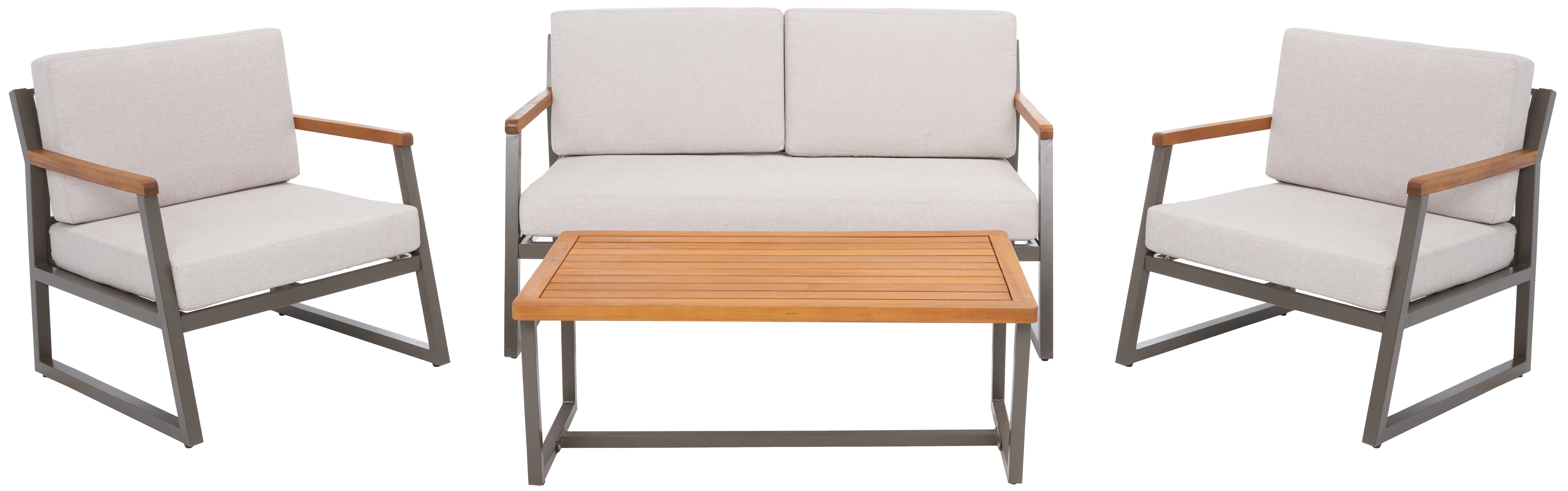 SAFAVIEH Randolph Outdoor Patio 4 Piece Conversation Set, Grey/Light Grey