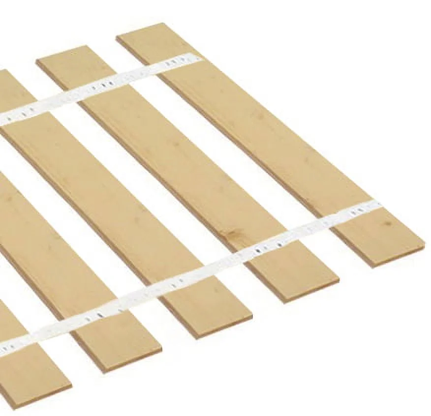 The Furniture King Queen Size Wood Bed Slats Custom Platform Plank Bed Frame Support Bunkie Boards Attached with White Strapping 60.75