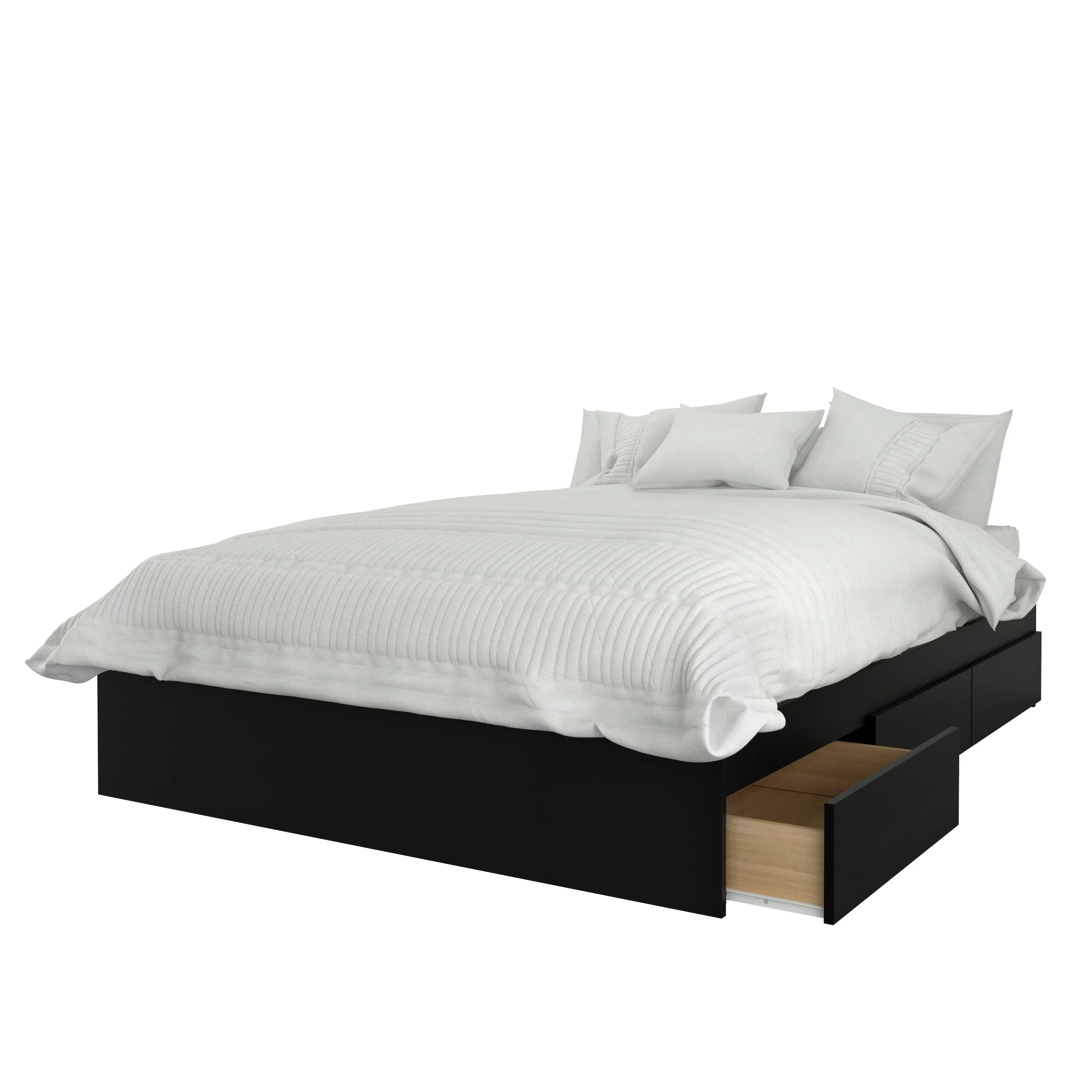Nexera Onyx 3 Piece Full Size Bedroom Set, Walnut and Black