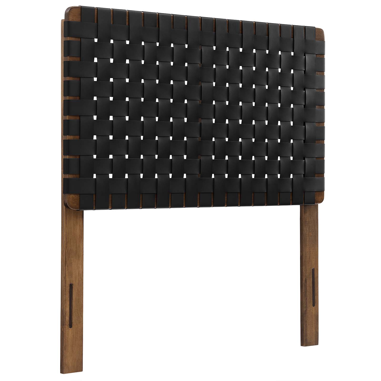Modway Sparta Weave Twin Vegan Leather Headboard in Walnut Black