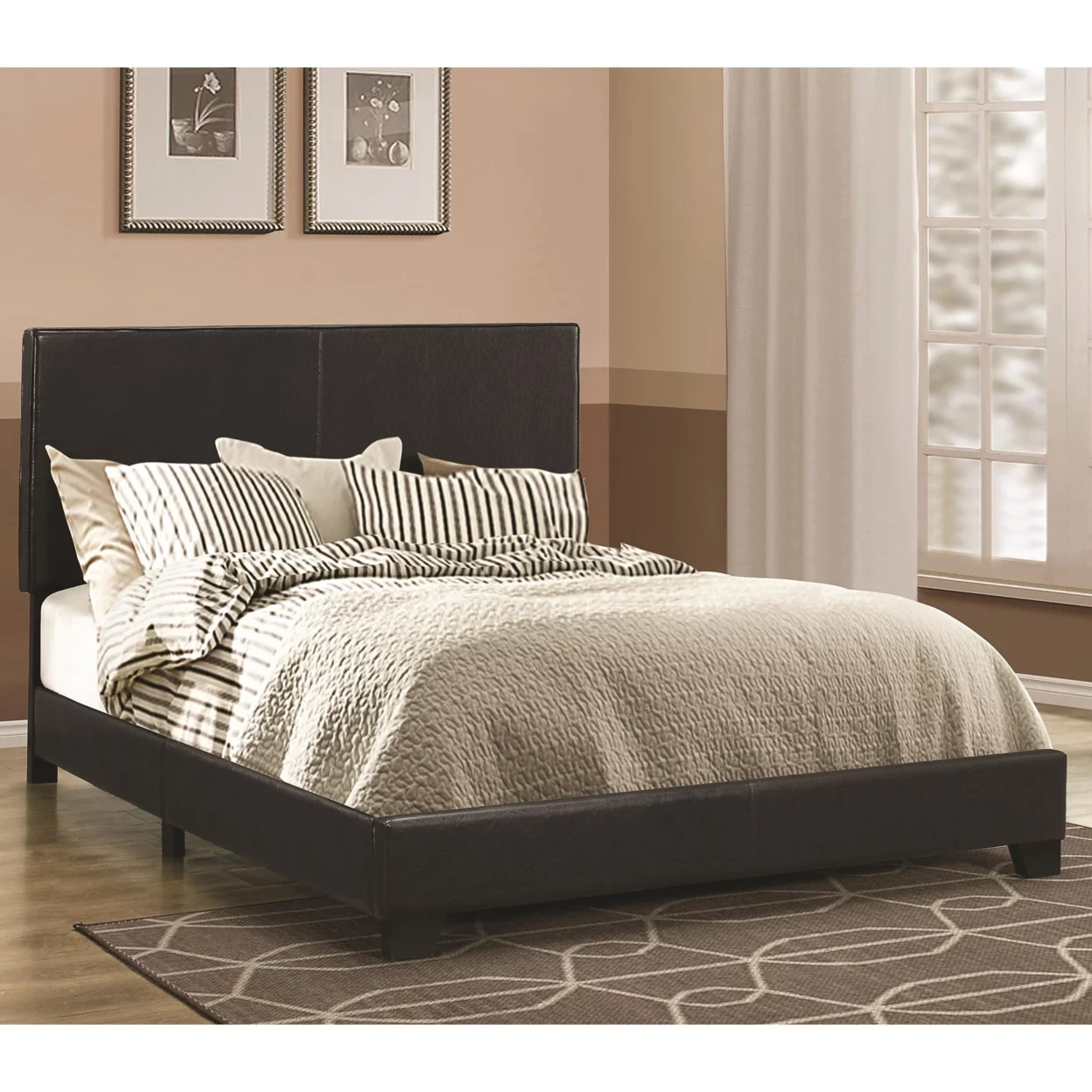 Upholstered Bed, California King Bed, Black