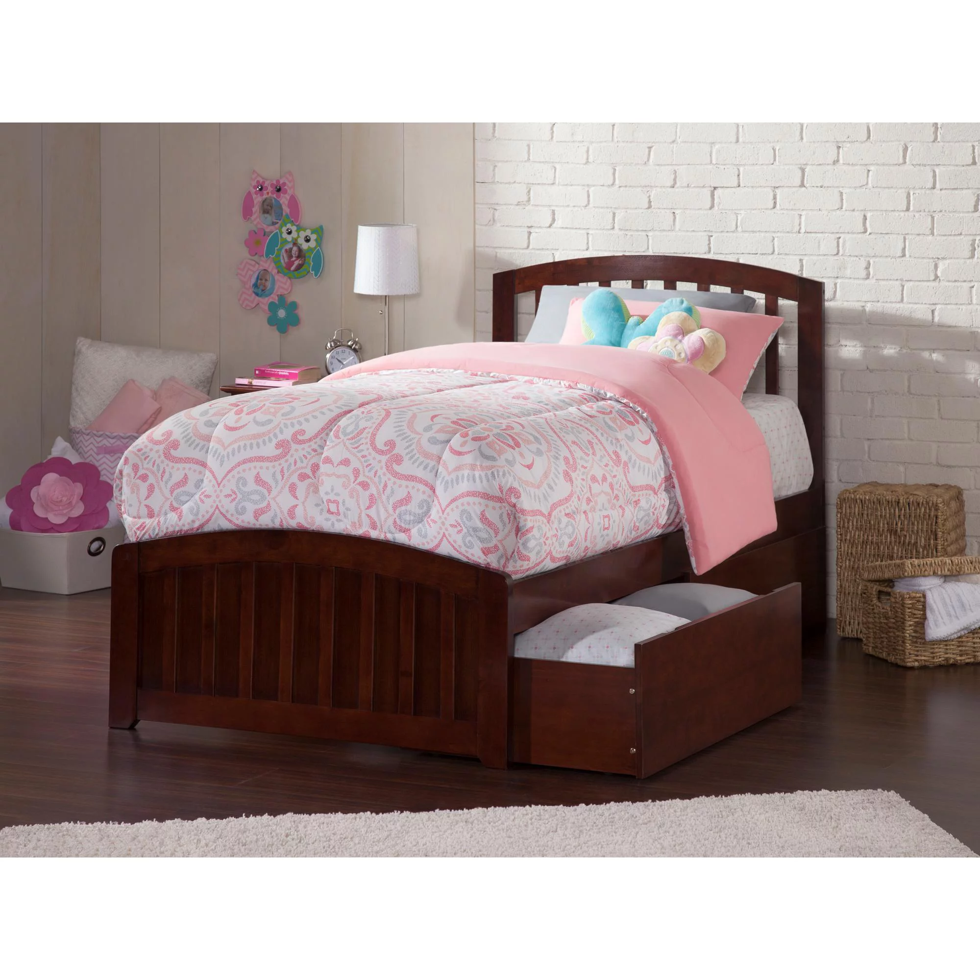 Richmond Platform Bed with Matching Foot Board with 2 Urban Bed Drawers in, Multiple Colors and Sizes