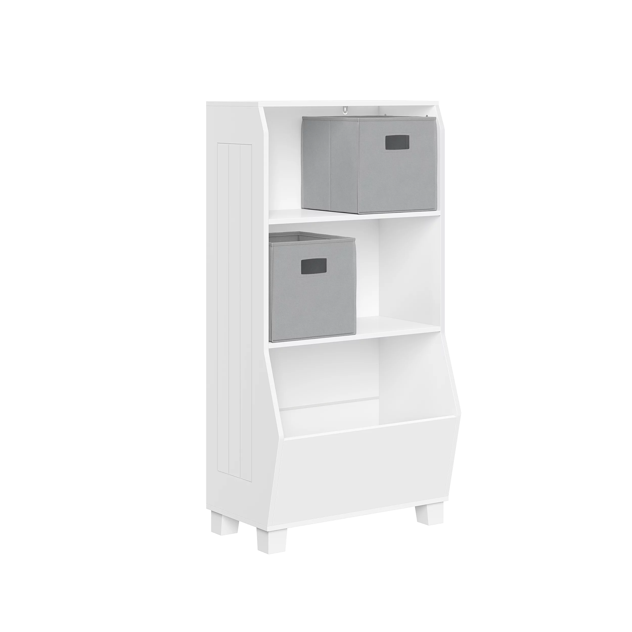 RiverRidge Home Kids 23-Inch Bookcase with Toy Organizer and 2 Gray Bins
