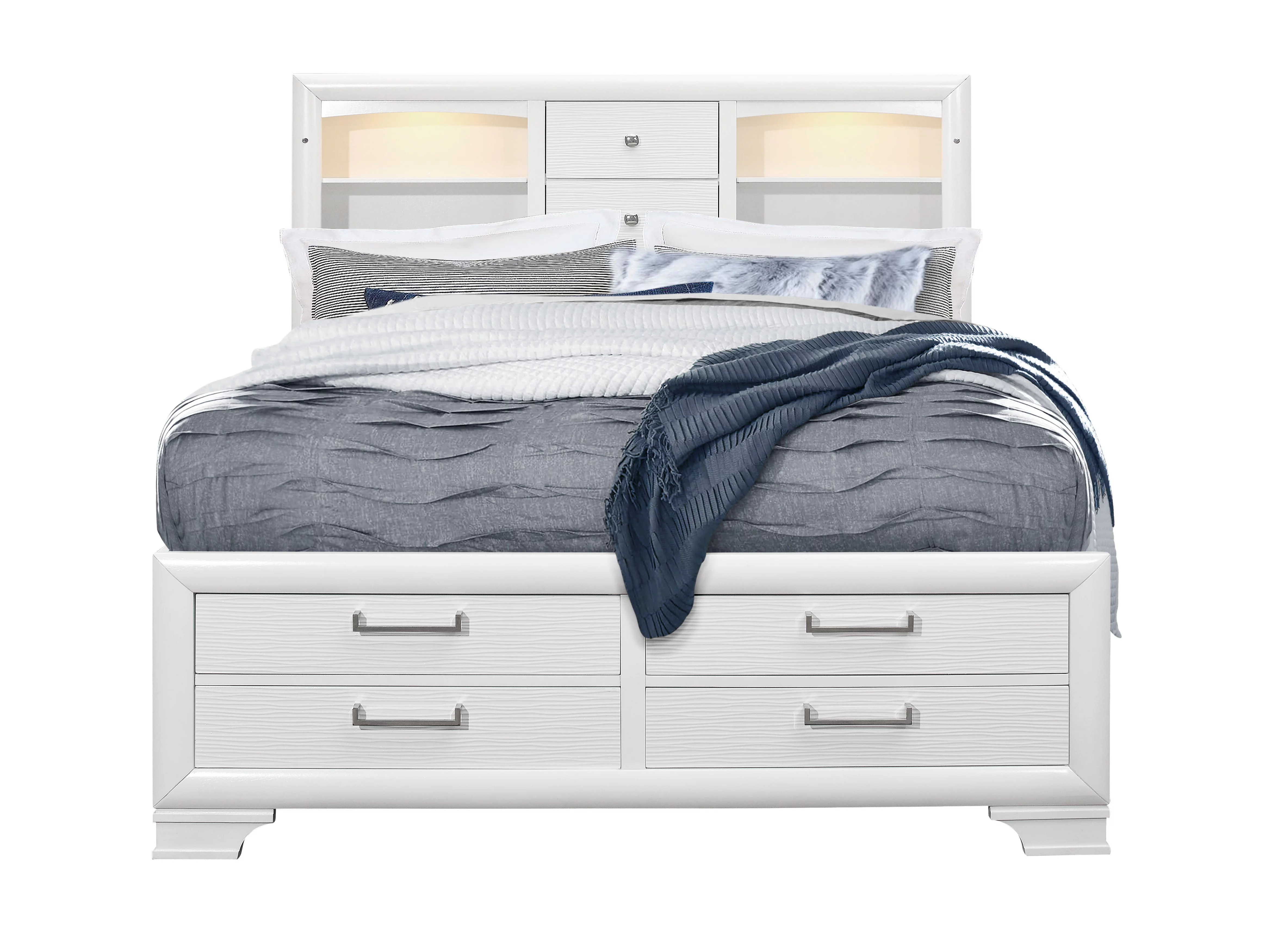 Global Furniture USA Jordyn White LED Headboard Queen Bed
