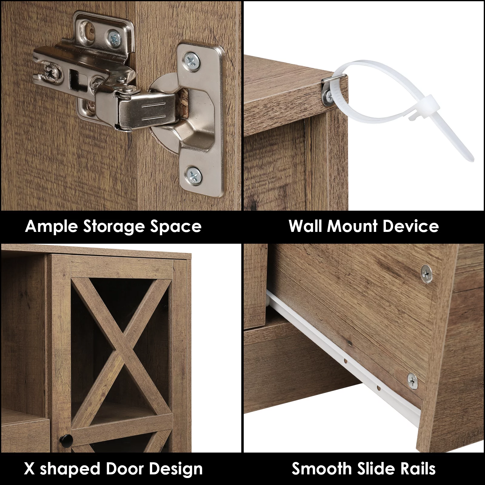 Homfa Farmhouse Accent Cabinet, Foyer Storage Cabinet with 2 Drawers & 2 Doors, 47.2