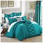 Chic Home Ruth Ruffled 12 Pieces Comforter Bed In A Bag Set - Queen 90x92, Turquoise