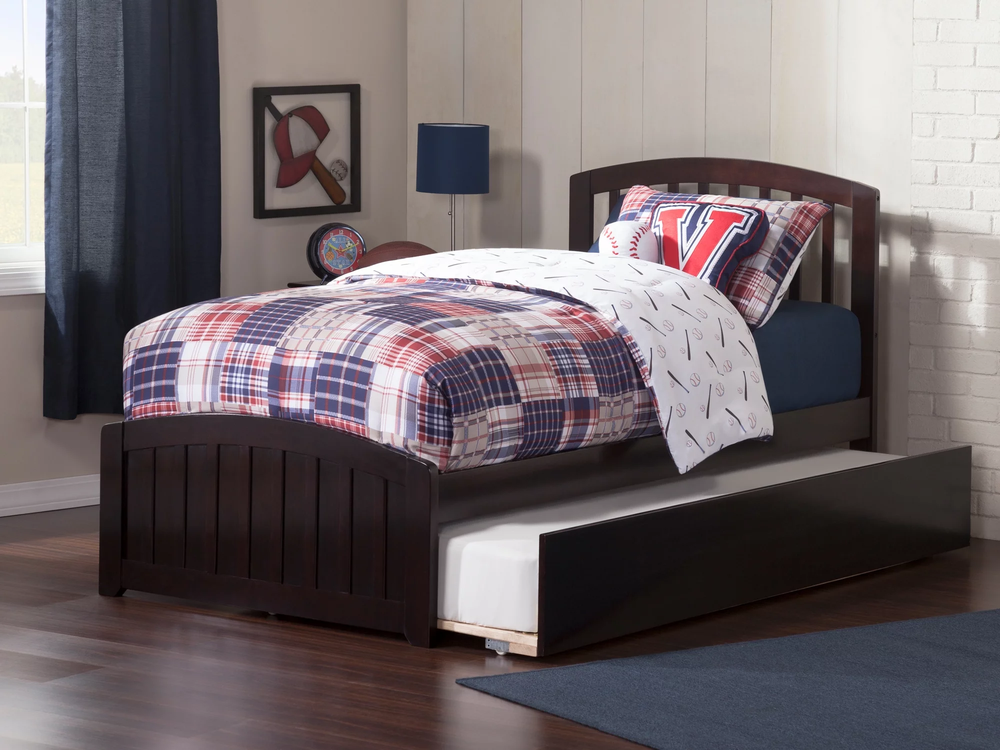 Richmond Platform Bed with Matching Foot Board with Twin Size Urban Trundle Bed in, Multiple Colors and Sizes