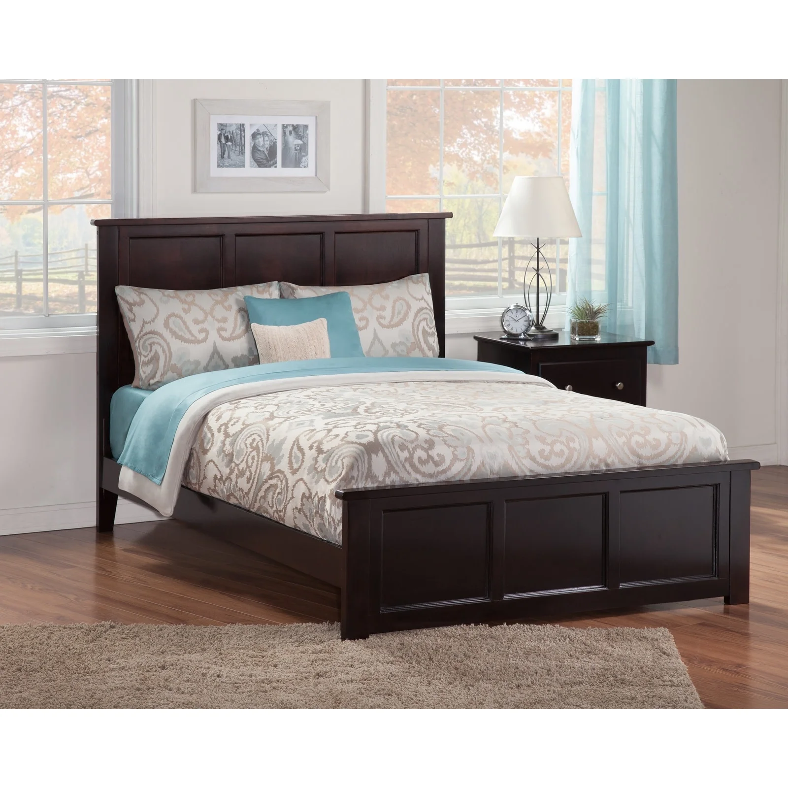 AFI Madison Foundation Bed with Matching Footboard and USB Charger Espresso - Queen