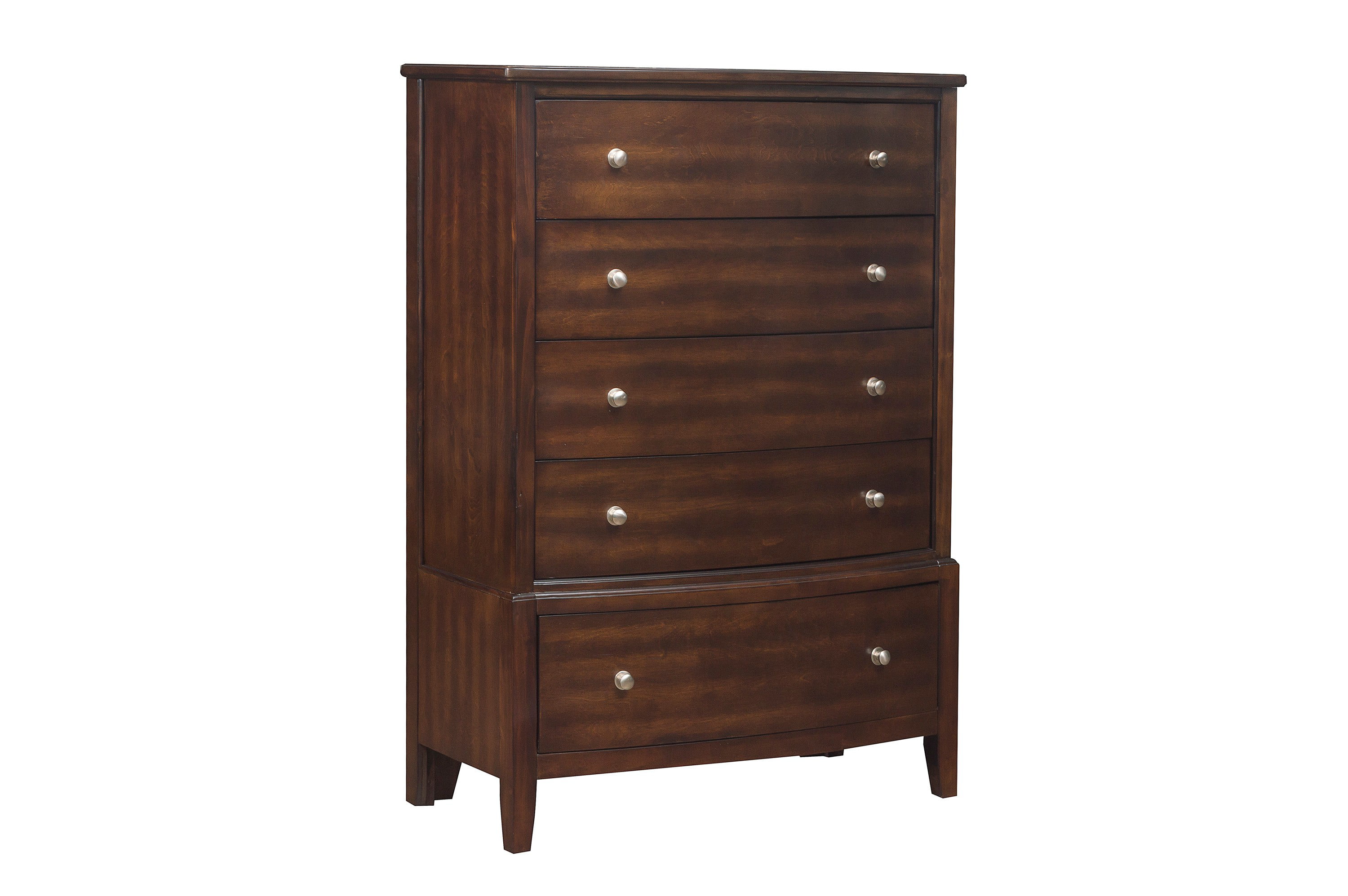 ikayaa Dark Cherry Finish 1pc Chest of 5x Drawers Satin Nickel Tone Knobs Transitional Style Bedroom Furniture