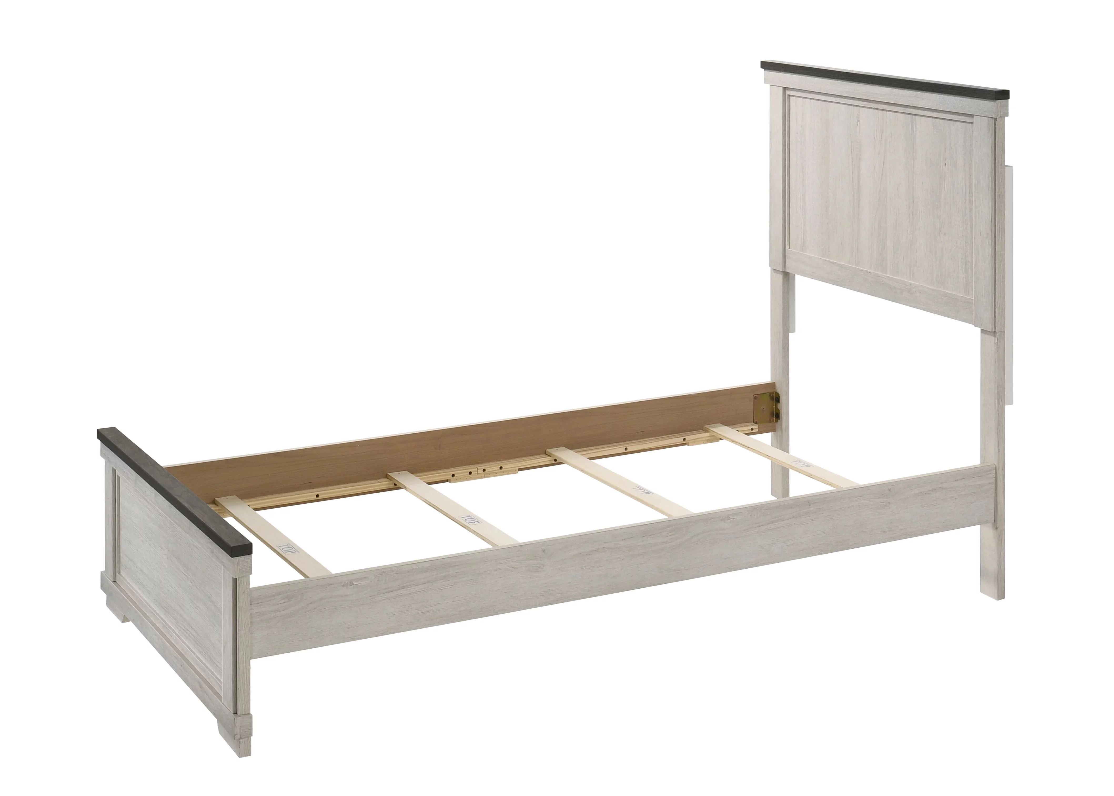 Contemporary 1pc Cottage Style Panel Twin Size Bed Bedroom Wooden Furniture Chalk Finish