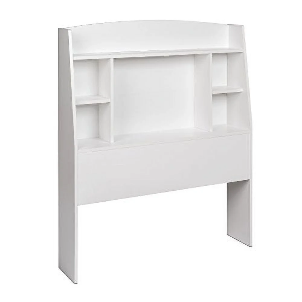 Prepac Astrid Twin Storage Headboard with Side Compartments, White