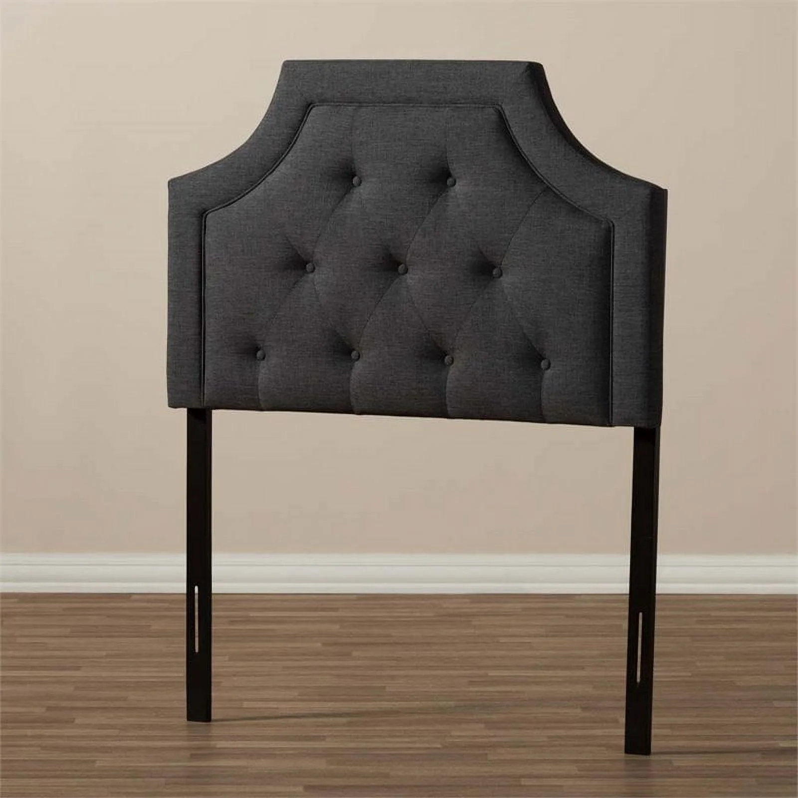 Bowery Hill Contemporary Fabric Tufted Twin Headboard in Dark Gray