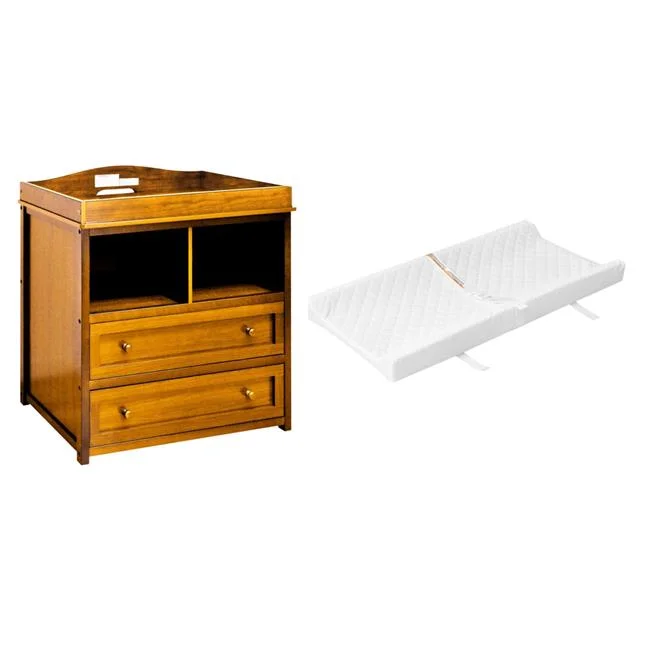 008O-554 Leila 2-Drawer Changing Table with Contoured Changing Pad, Oak