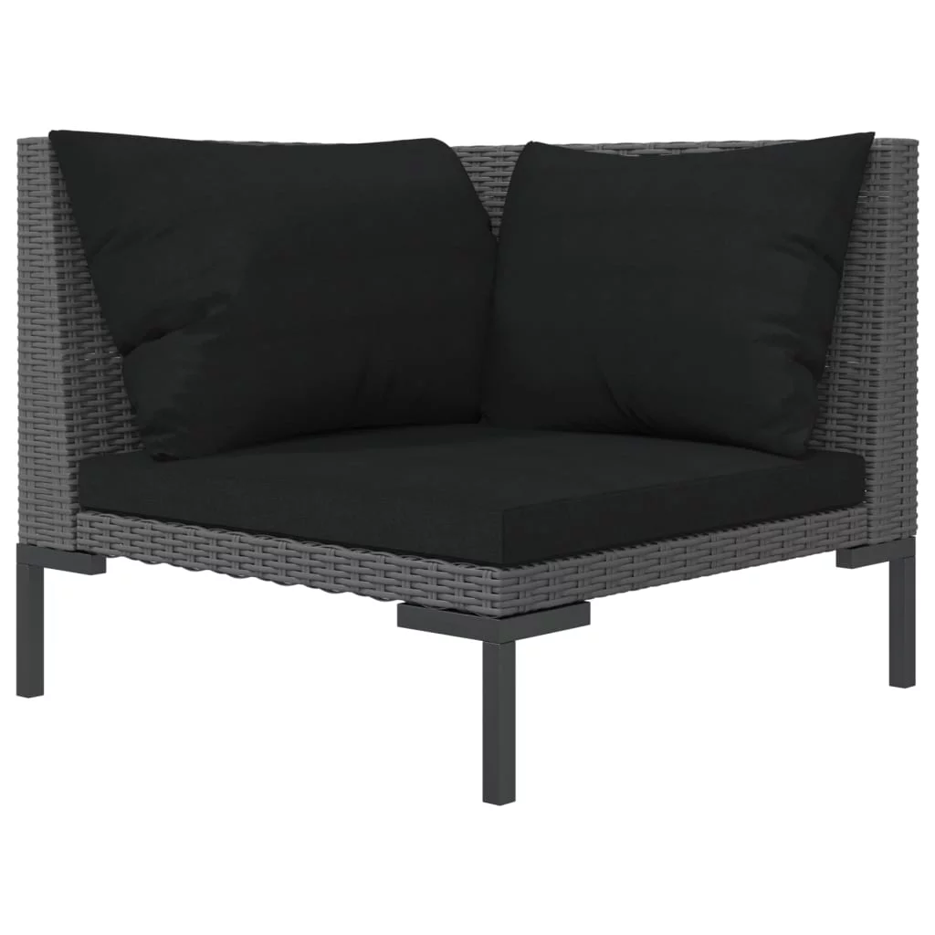 Patio Sofa with Cushions Half Round Poly Rattan