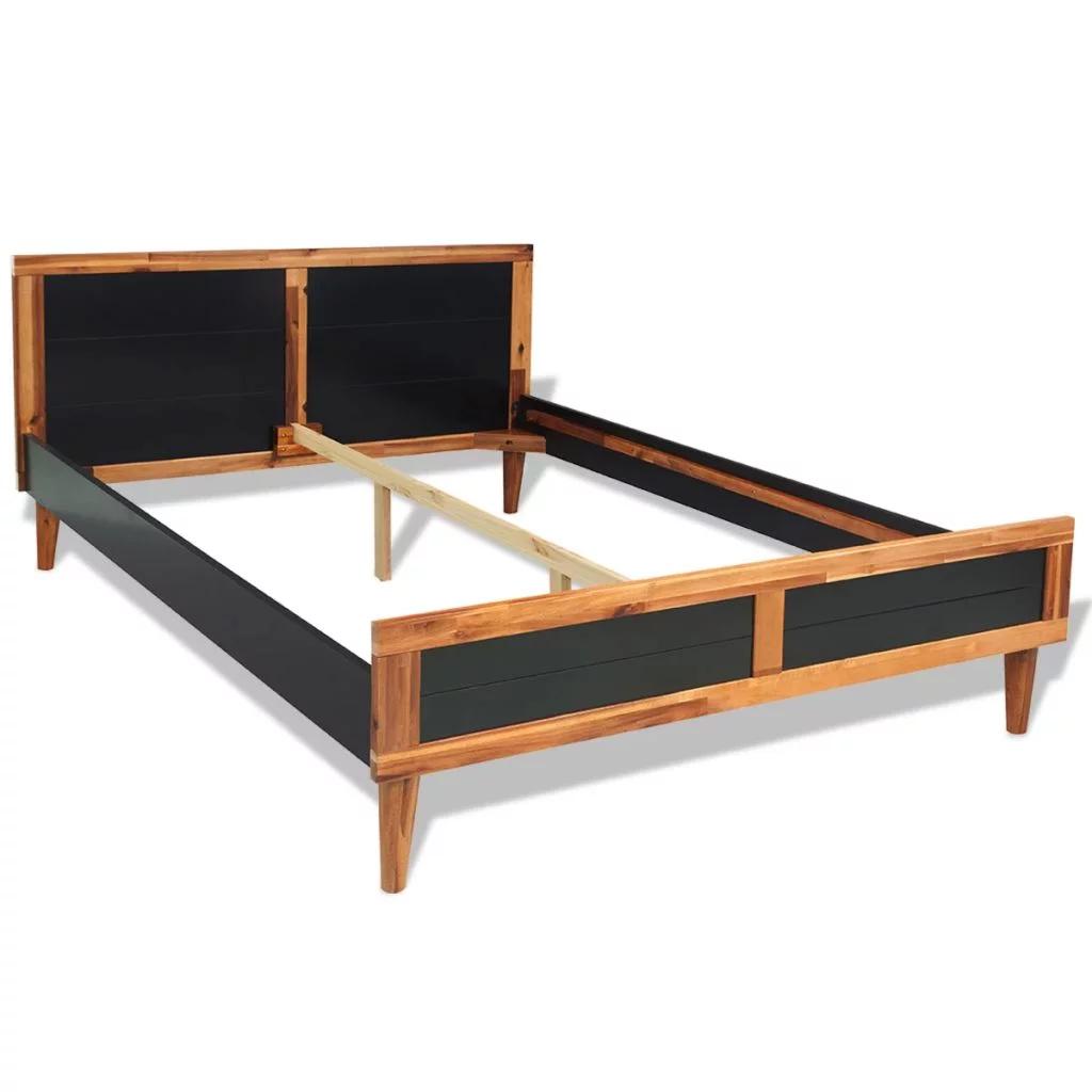 Anself Platform Bed Frame with Headboard Acacia Wood Bed Frame for Bedroom, Home Furniture 80.7 x 57.9 x 31.5 Inches (L x W x H)