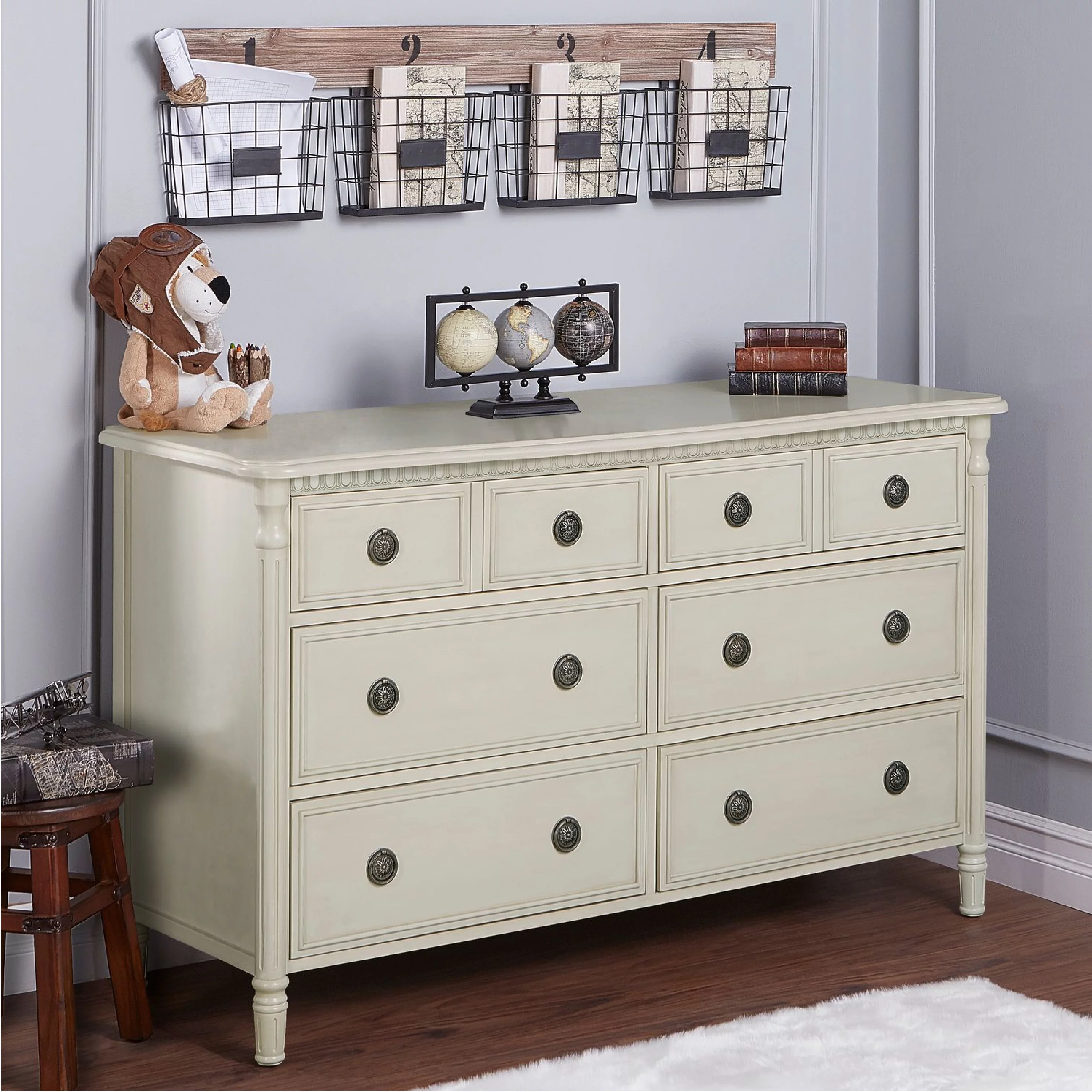 Evolur Julienne Double Dresser in Clay, Six Drawers, Modern Nursery Dresser
