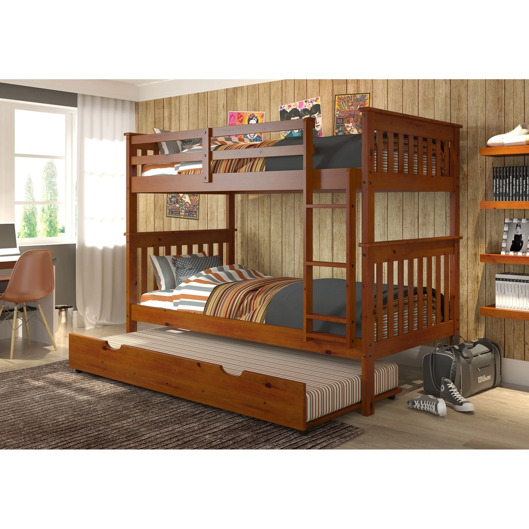 Donco Kids Metal Bunk Bed Storage, Twin-Over-Twin, Light Espresso